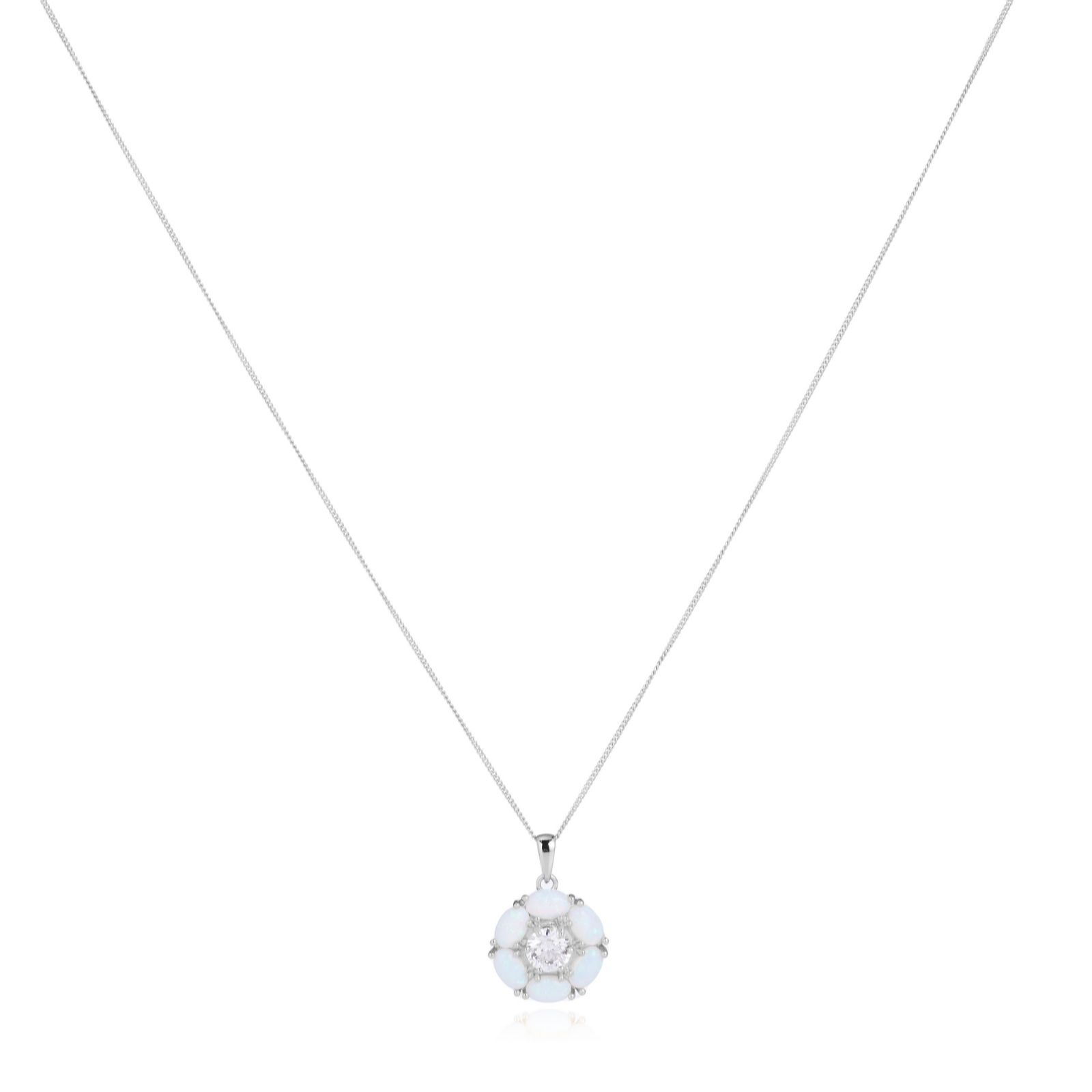 Diamonique 0.9ct tw Simulated Opal Pendant & Chain Sterling Silver