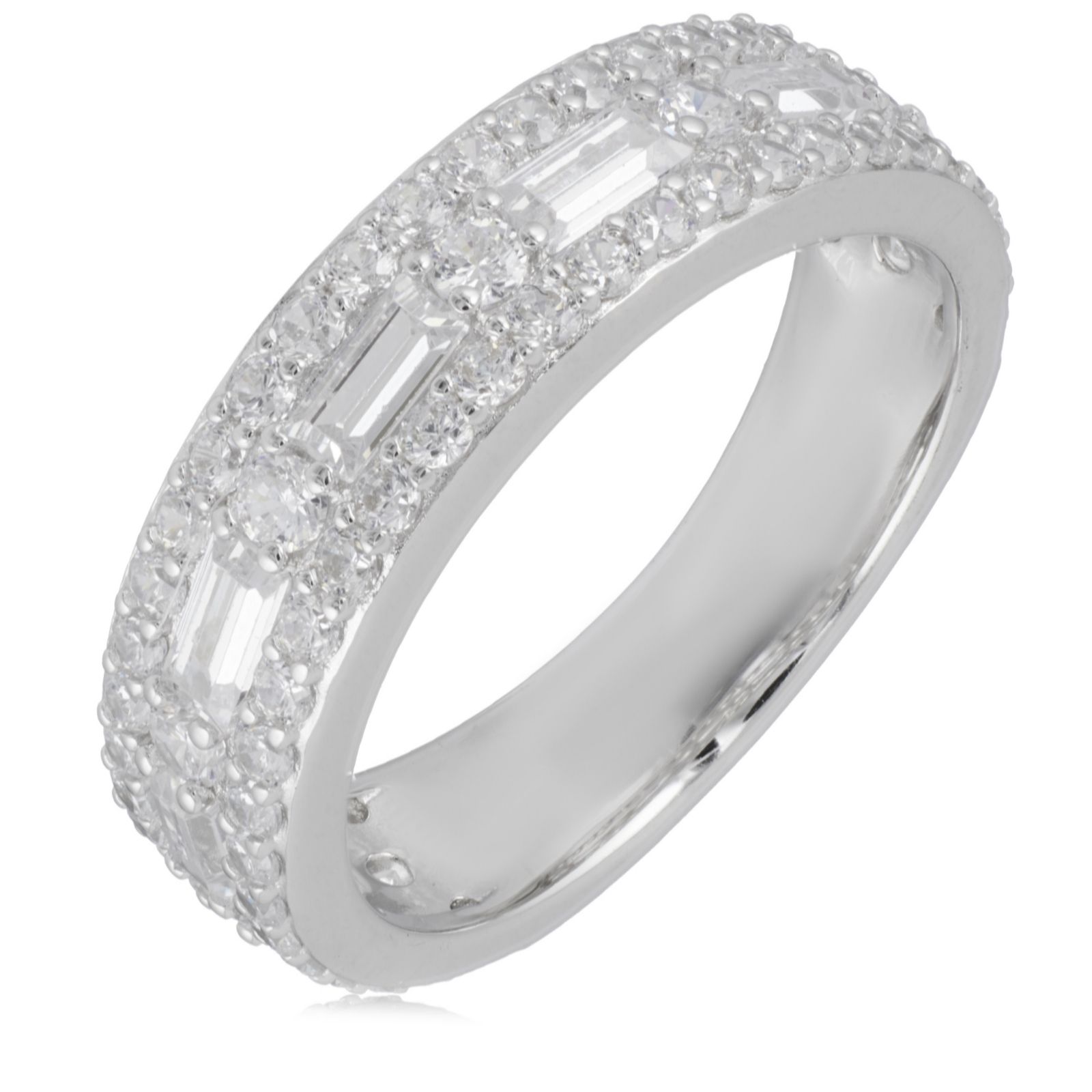 Diamonique 1.55ct tw Platinum Plated Mixed Cut Band Ring Sterling S...