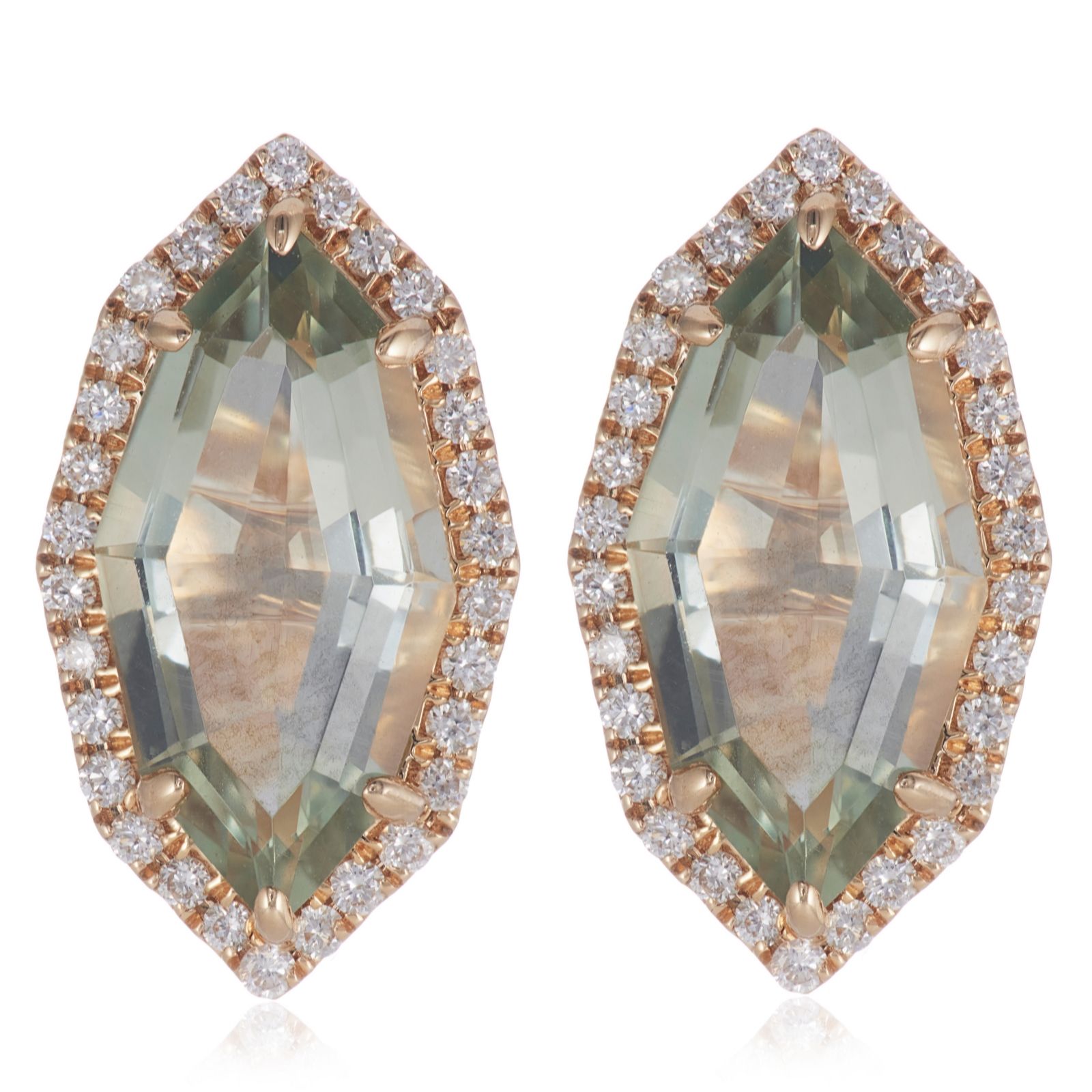 Oisha 3.10ct Semi Precious &0.29ct Diamond Stud Earrings 14ct Gold