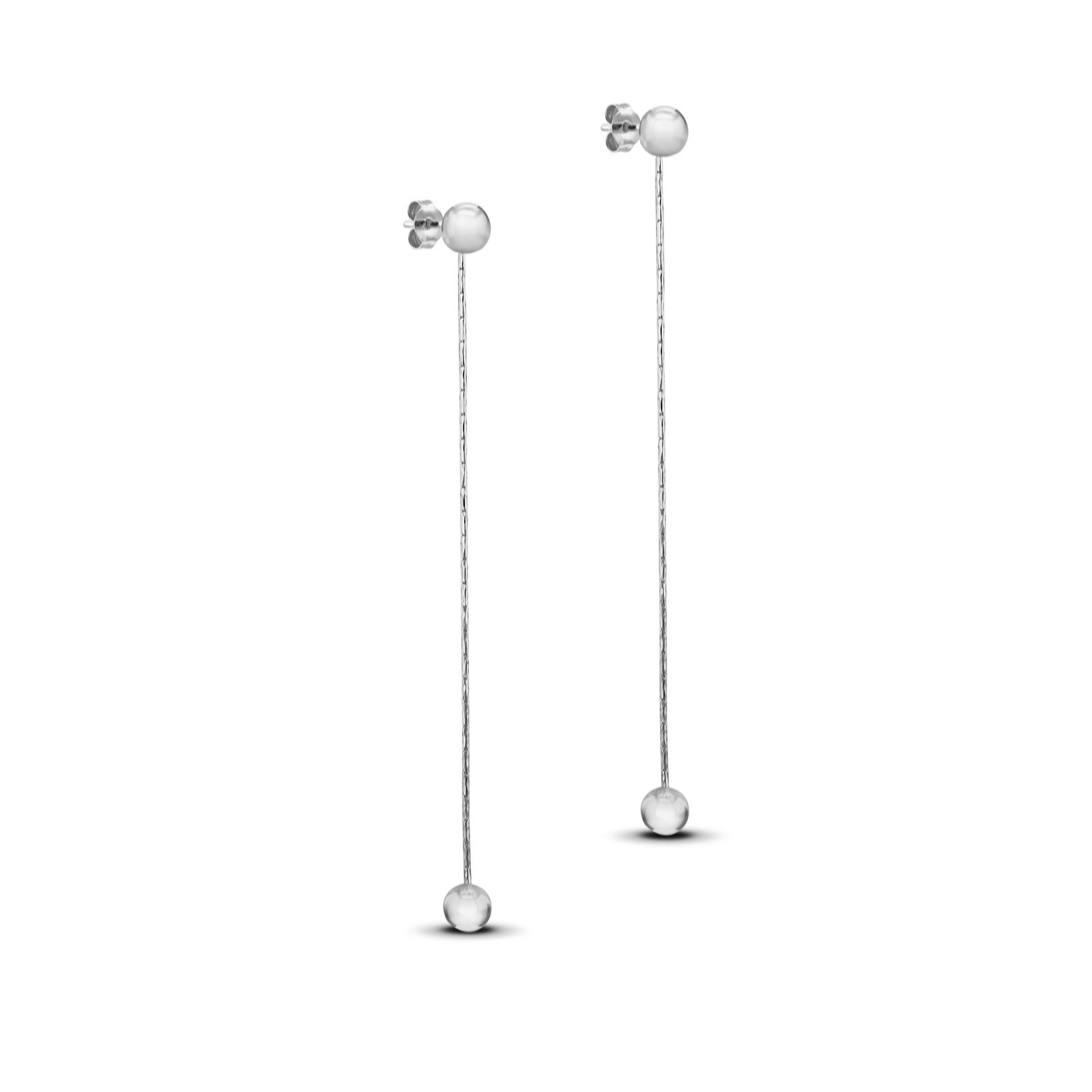 Faith & Brown Italian crafted Ball & Snake Chain Drop Earrings Ster...