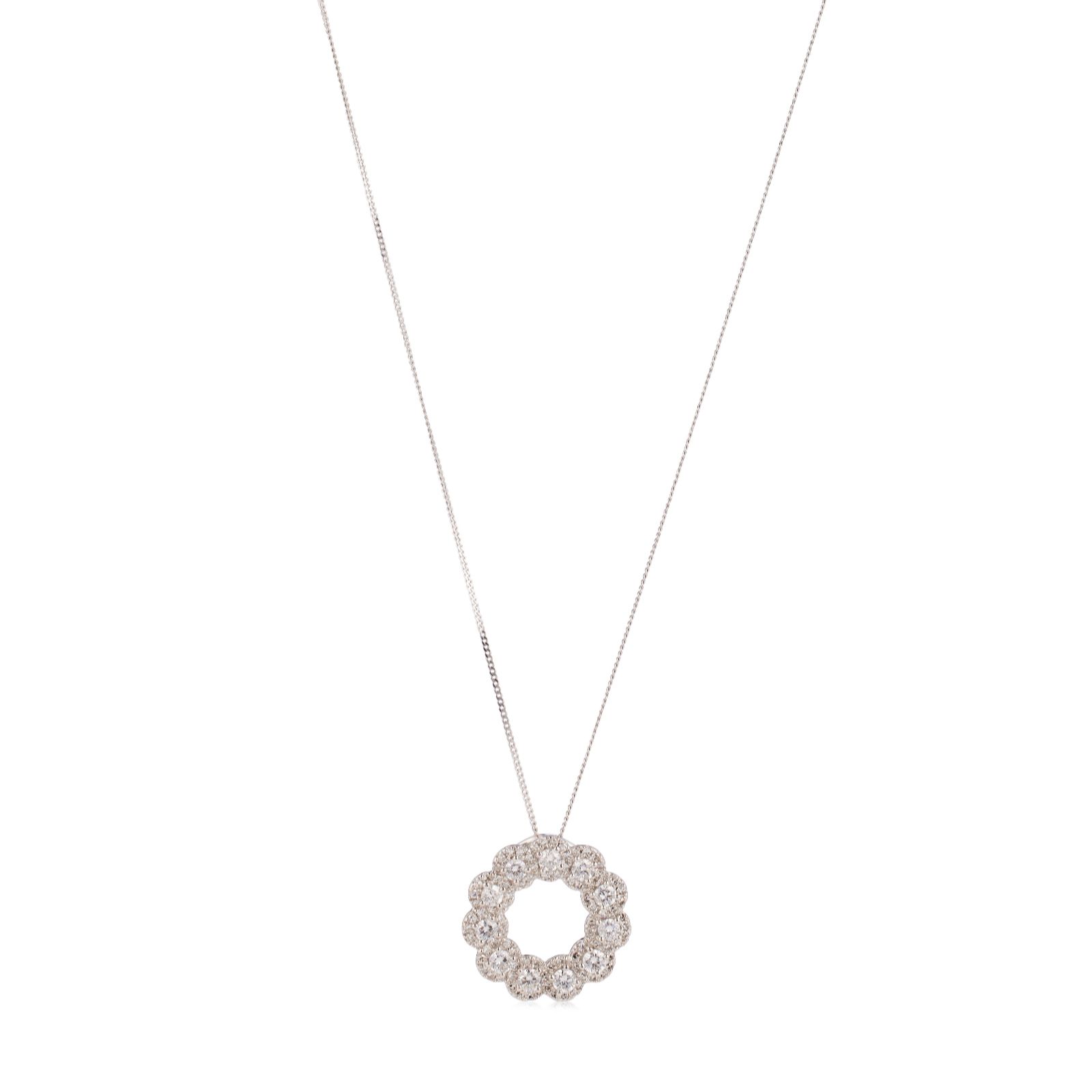 Fire Light 1ct Lab Grown Diamond Halo Circle Pendant & Chain 9ct Gold