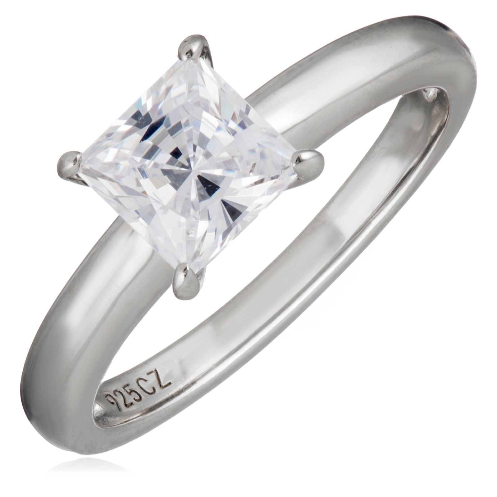Diamonique 1.5ct tw Solitare Ring Platinum Plated