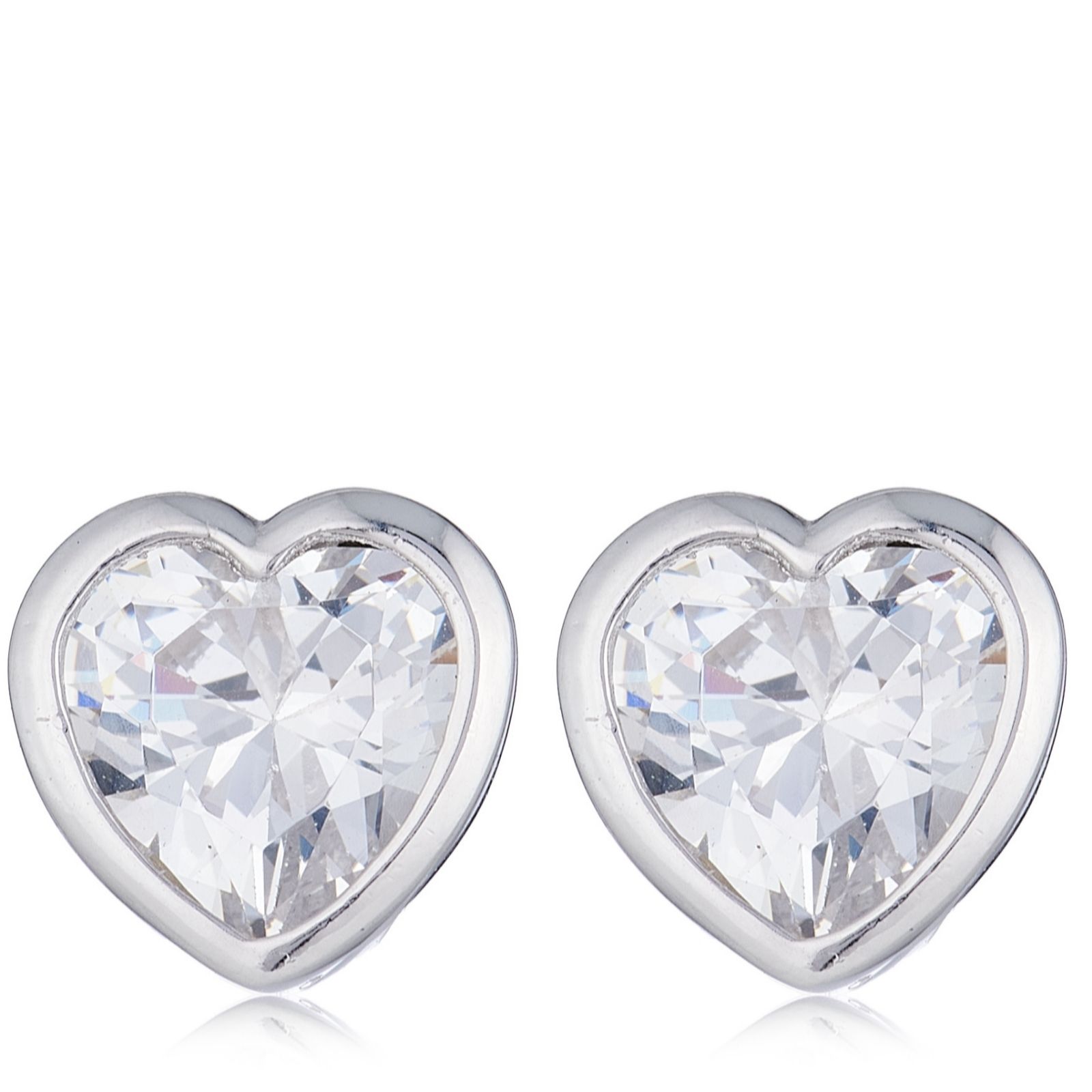 Diamonique 1.5ct tw Heart Bezel Set Stud Earrings Sterling Silver