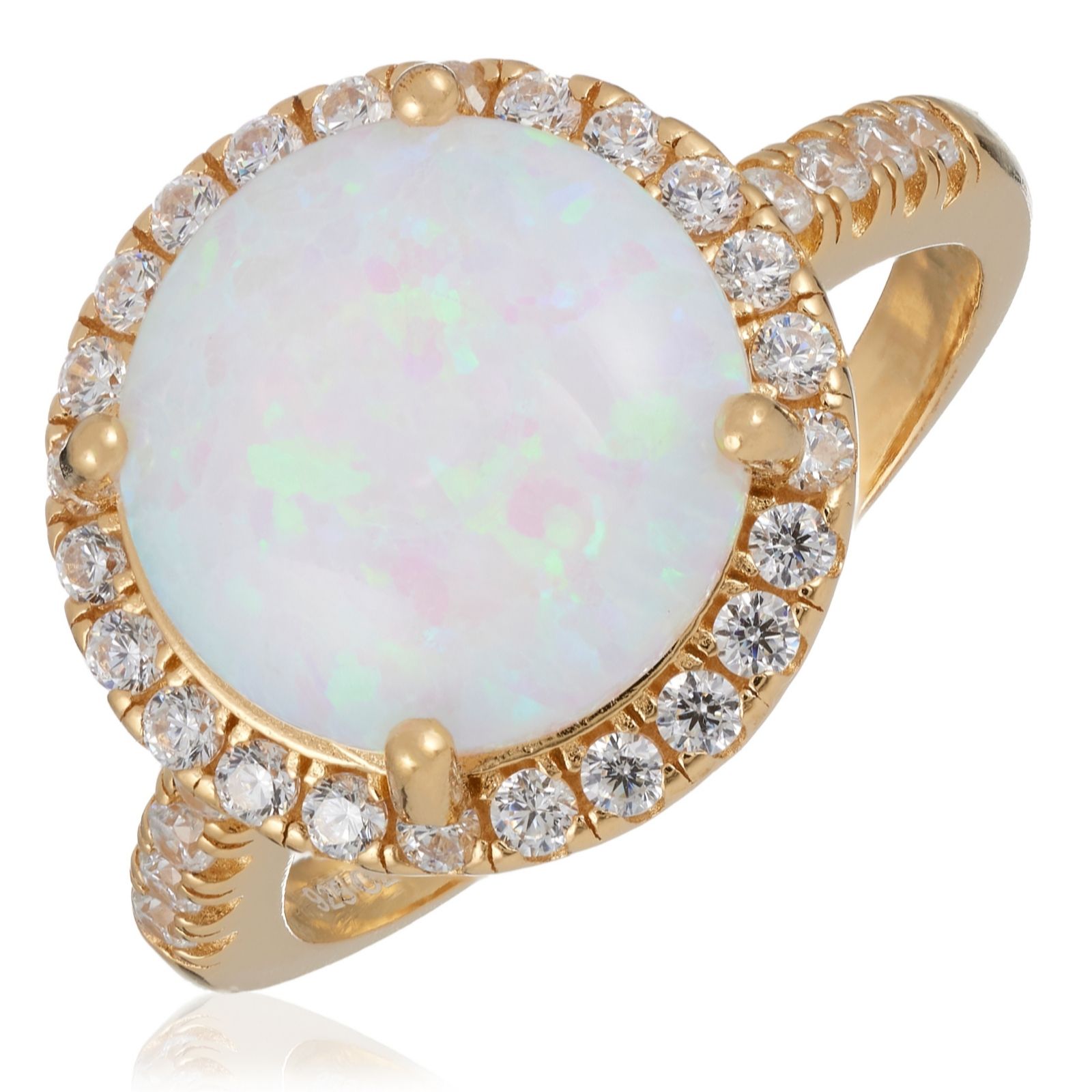 Diamonique 0.32ct tw Round Opal Ring Sterling Silver