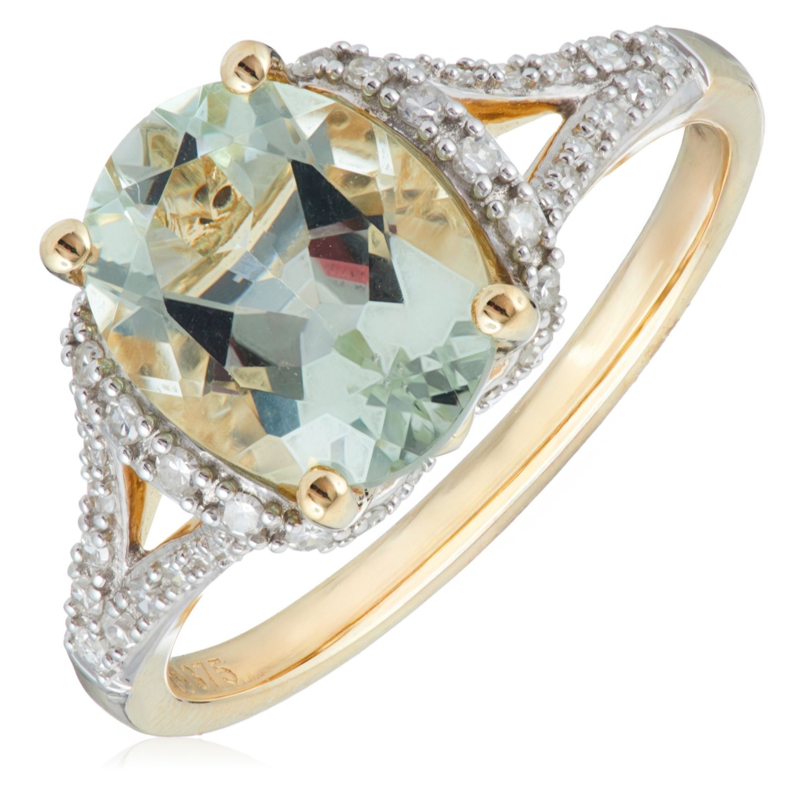 2ct Oval Amethyst 0.20ct Diamond Ring 9ct Gold