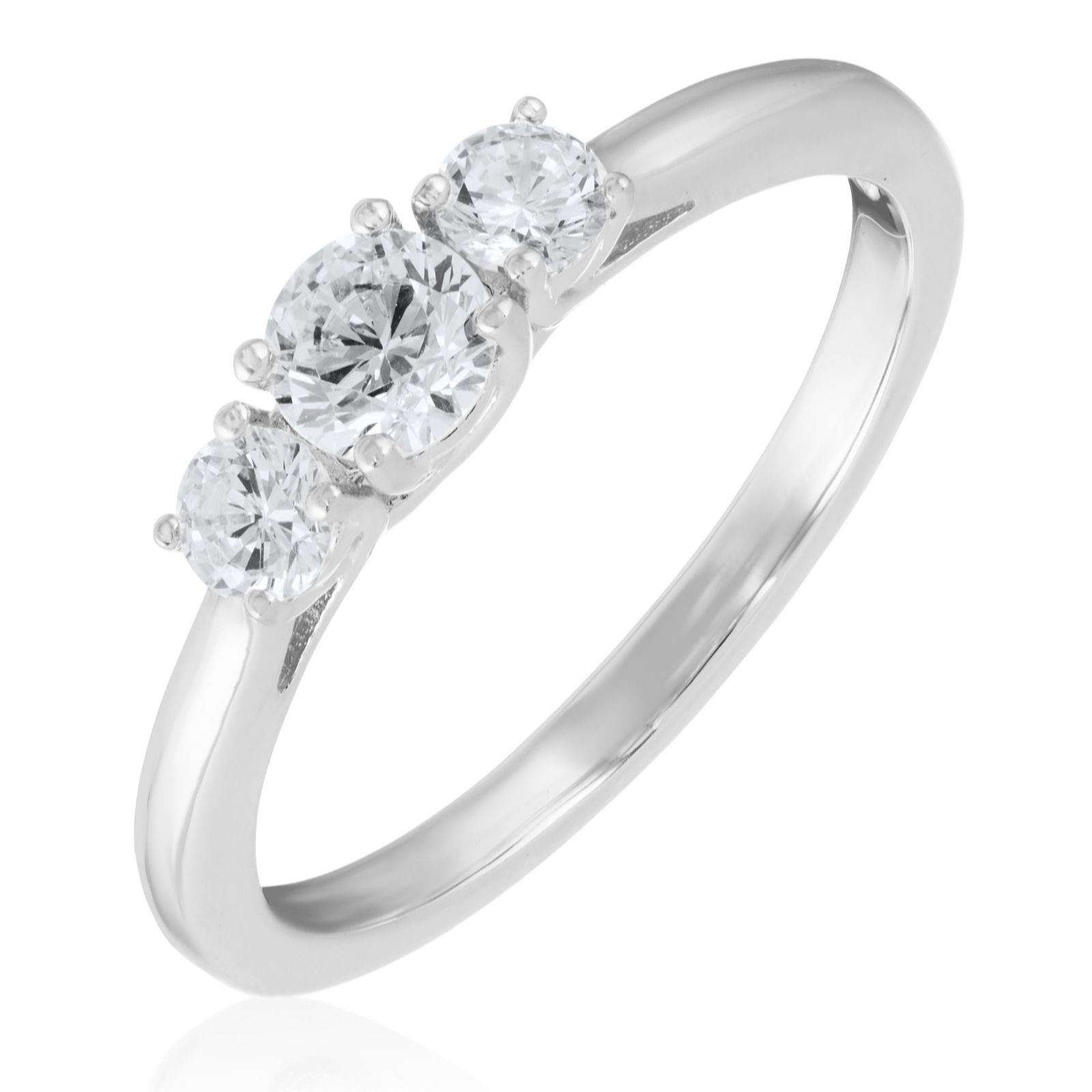 Diamonique 0.45ct tw 3 Stone Ring Sterling Silver