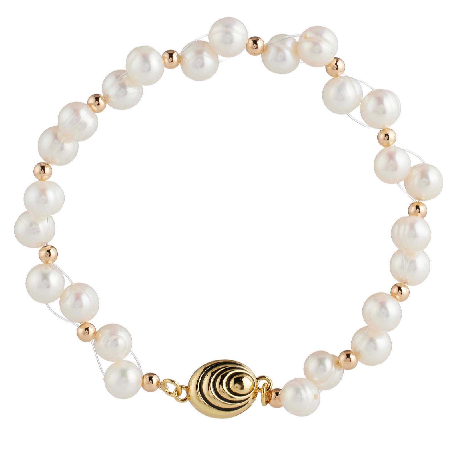 Larapearl Grapevine Lara Pearl 6-7Mm Ringed Potato Pearl Bracelet Stainless Steel