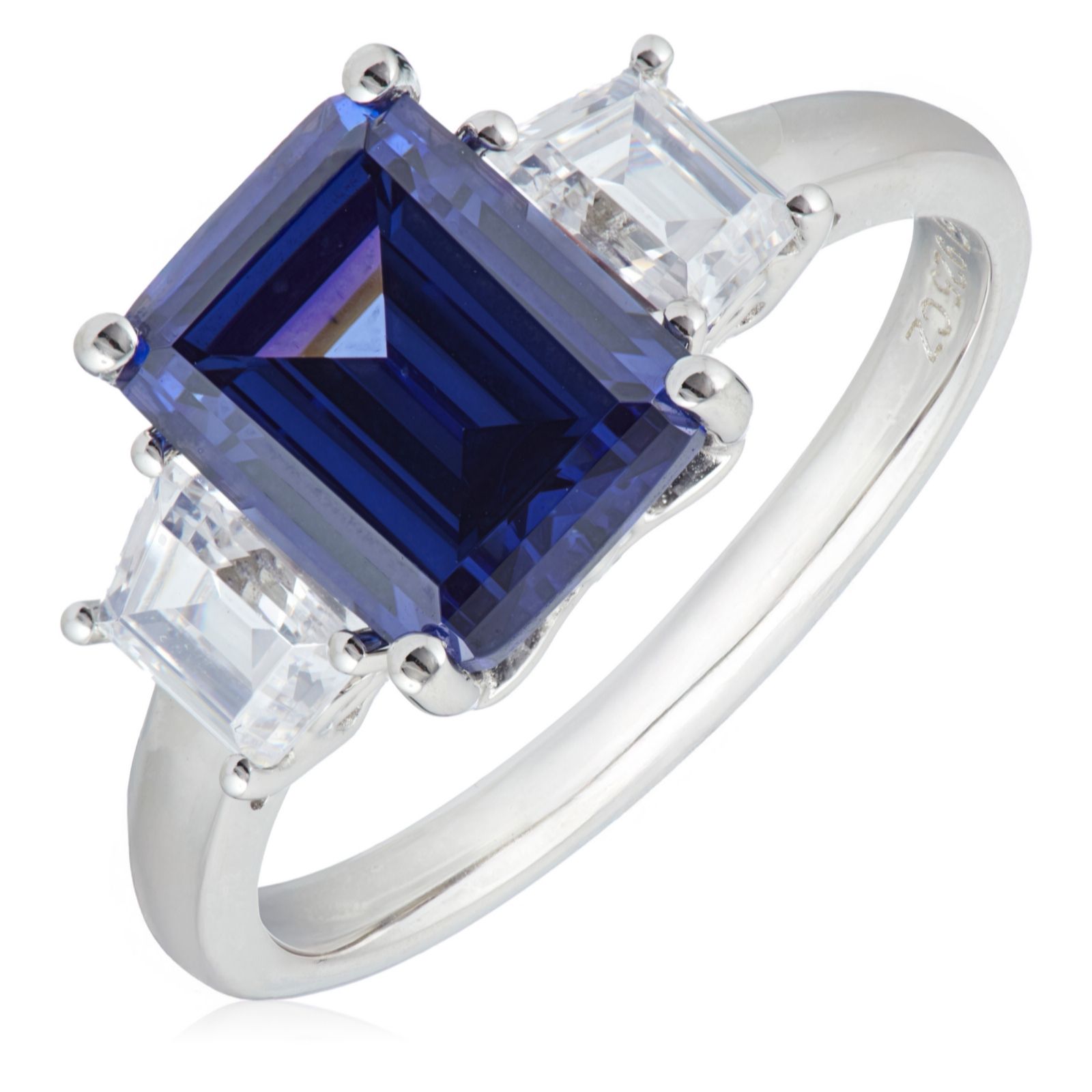 Diamonique 3.6ct tw Simulated Gemstone Emerald Cut Ring Sterling Si...