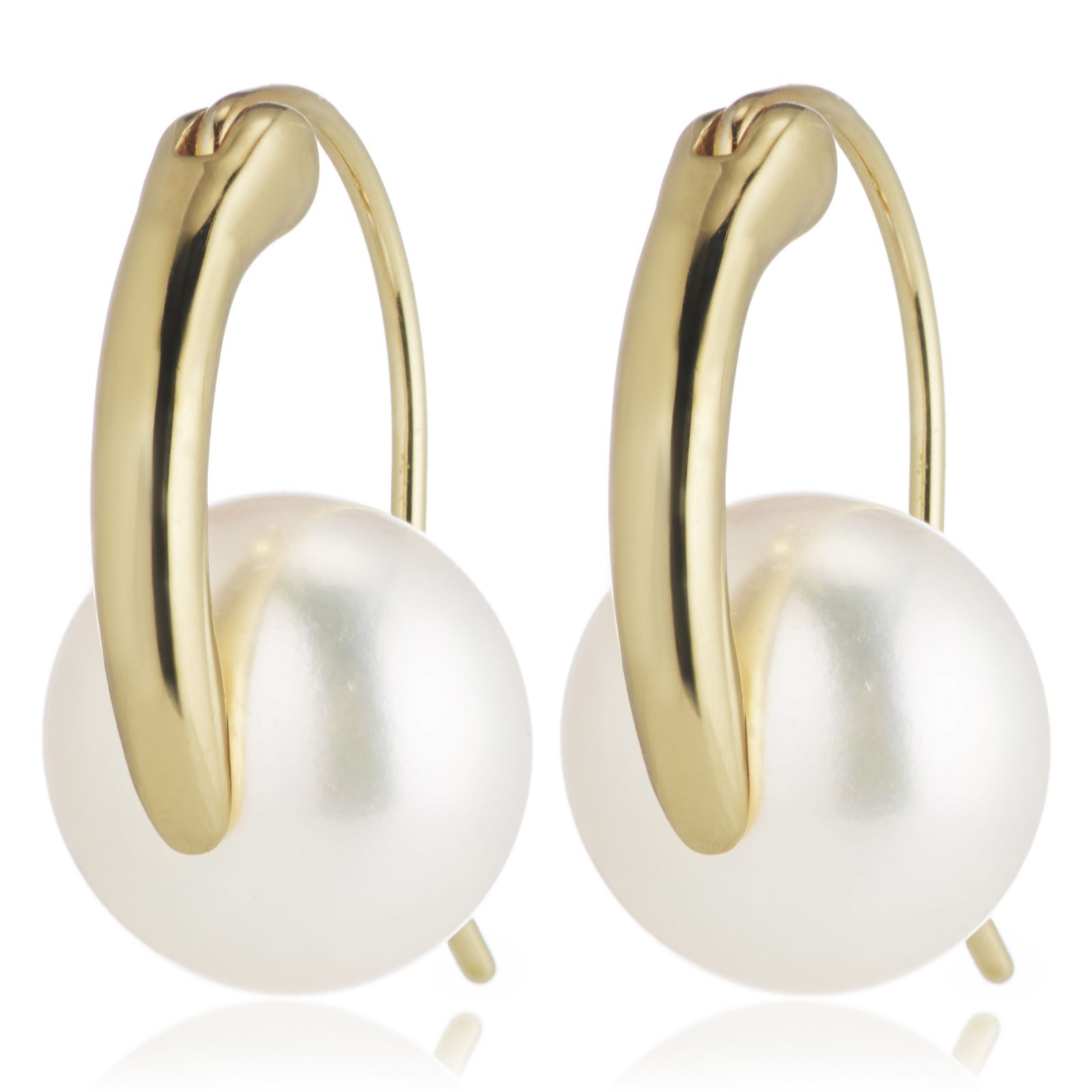Larapearl Black Rhodium Plated Lara Pearl 10-11Mm Cultured Button Pearl Drop Earrings Sterling Silver