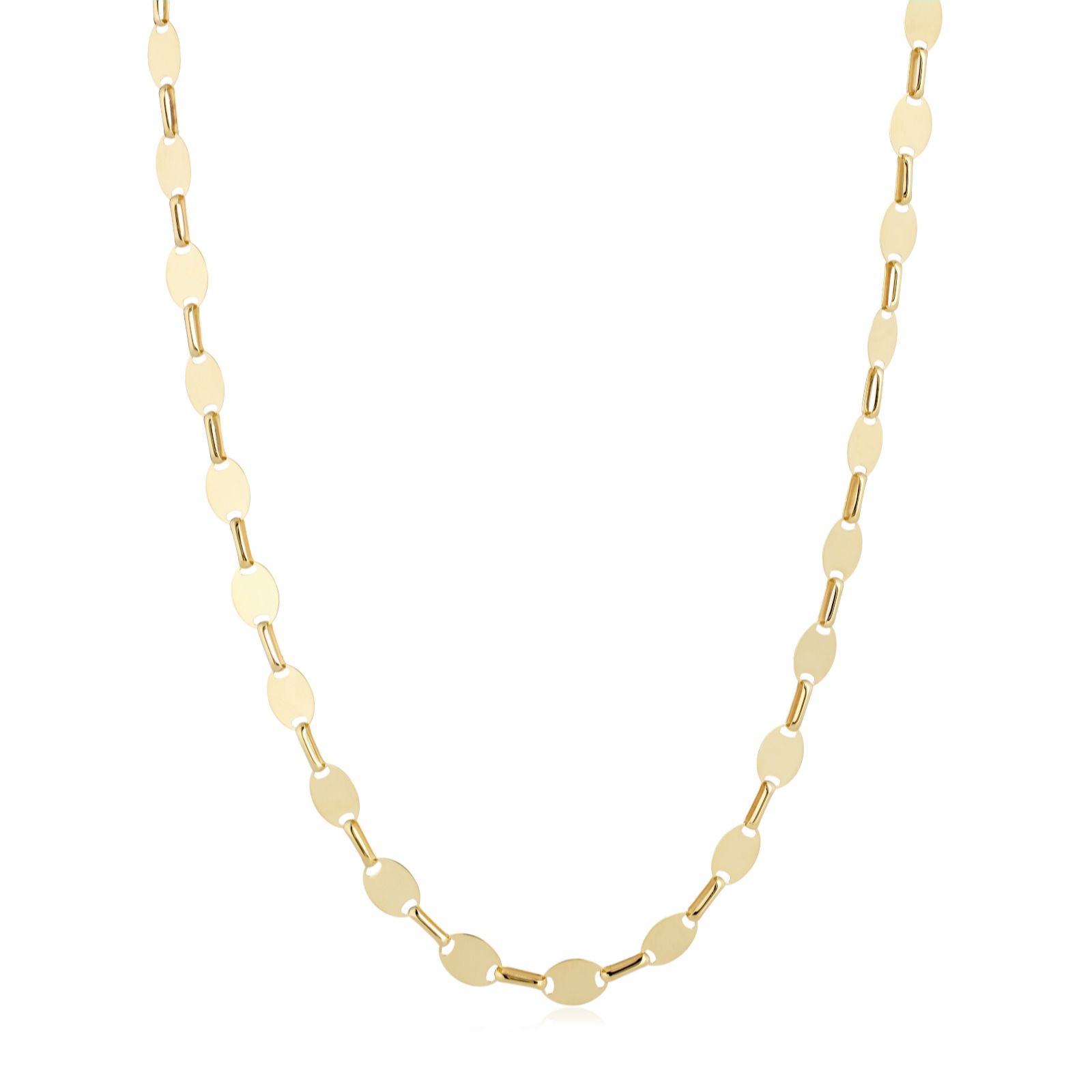 GOLD 9ct Italian Gold Oval Mirror Necklace 3.47g