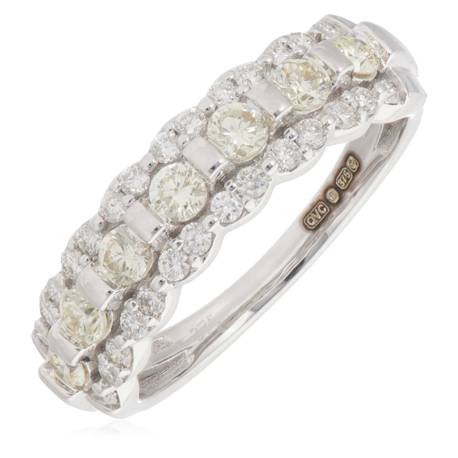 0.4ct Yellow Diamond & 0.35ct Diamond Band Ring 9ct Gold