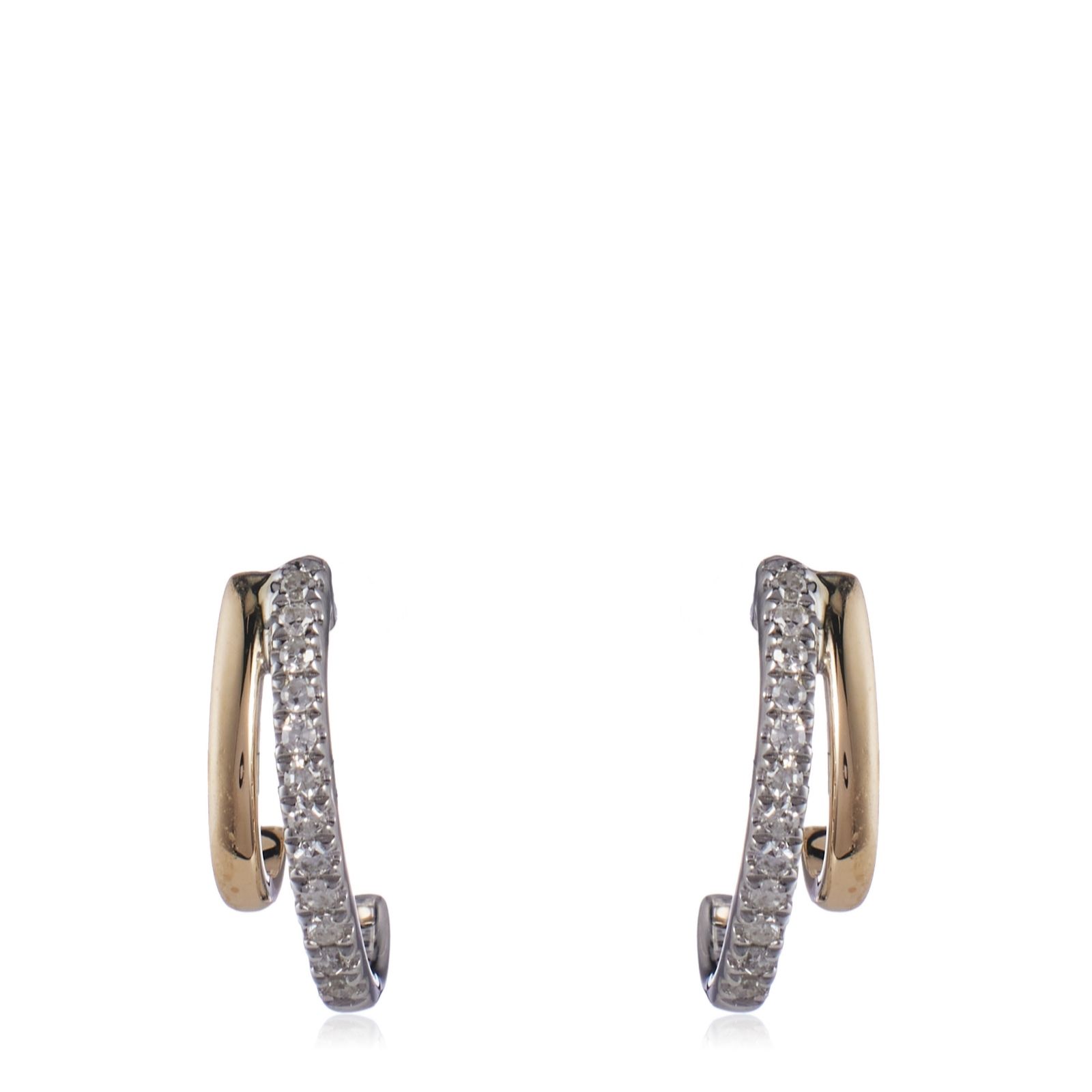 0.09ct Diamond Two Row Earring 9ct Gold