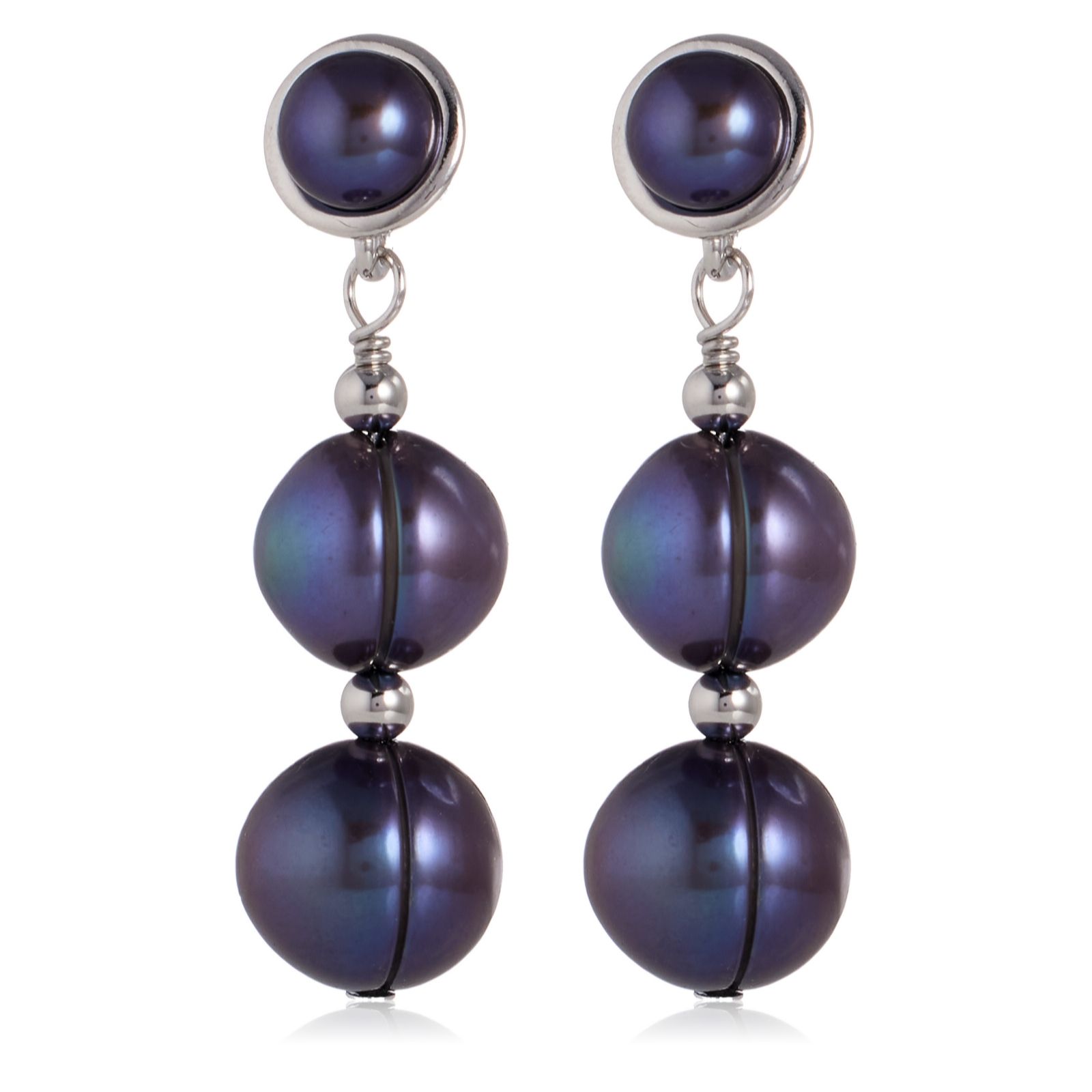 Lara Pearl 6mm Button & 9mm Potato Pearl Drop Earrings Sterling Silver