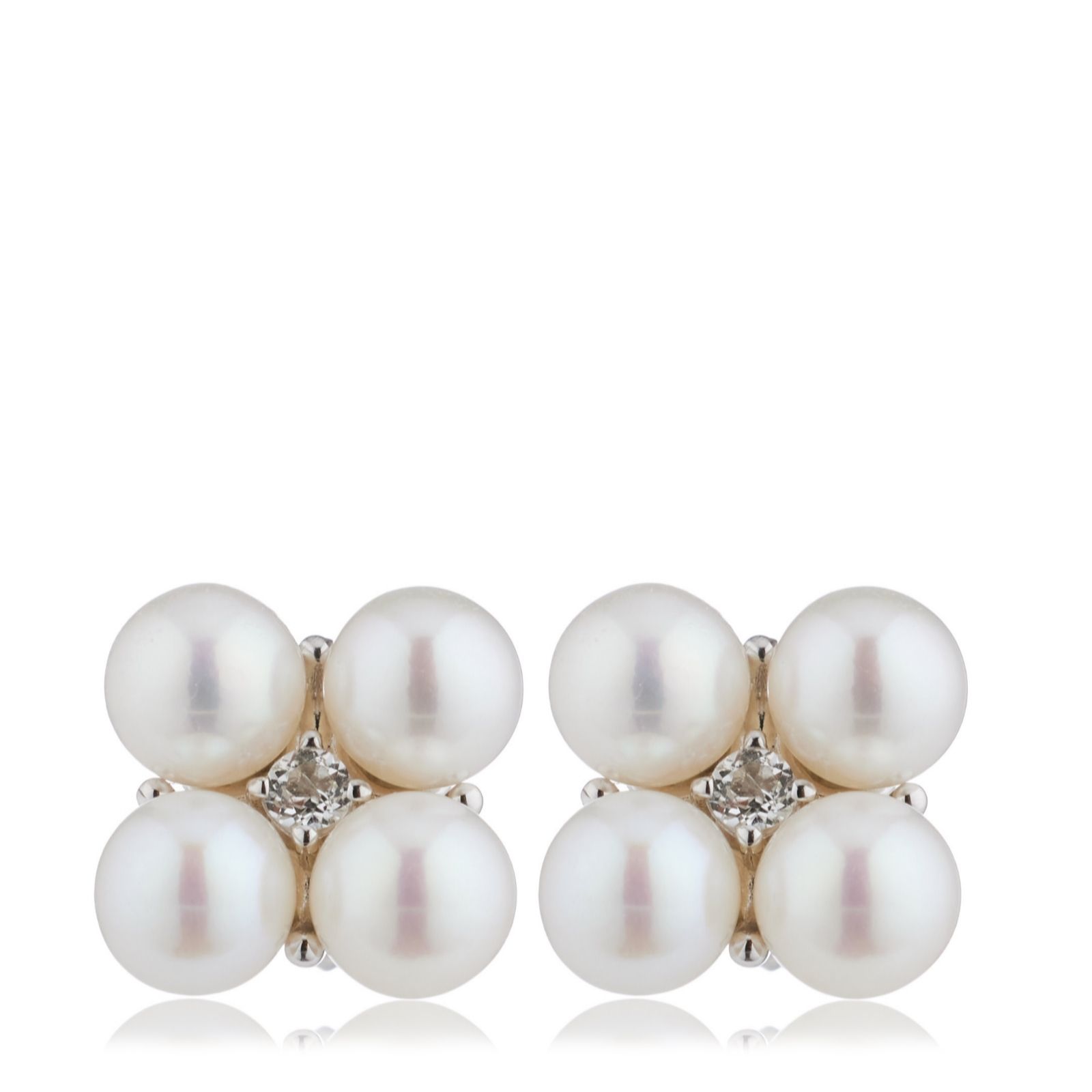 Larapearl Amethyst Lara Pearl 4-5Mm Ming Pearl Stud Earrings Sterling Silver