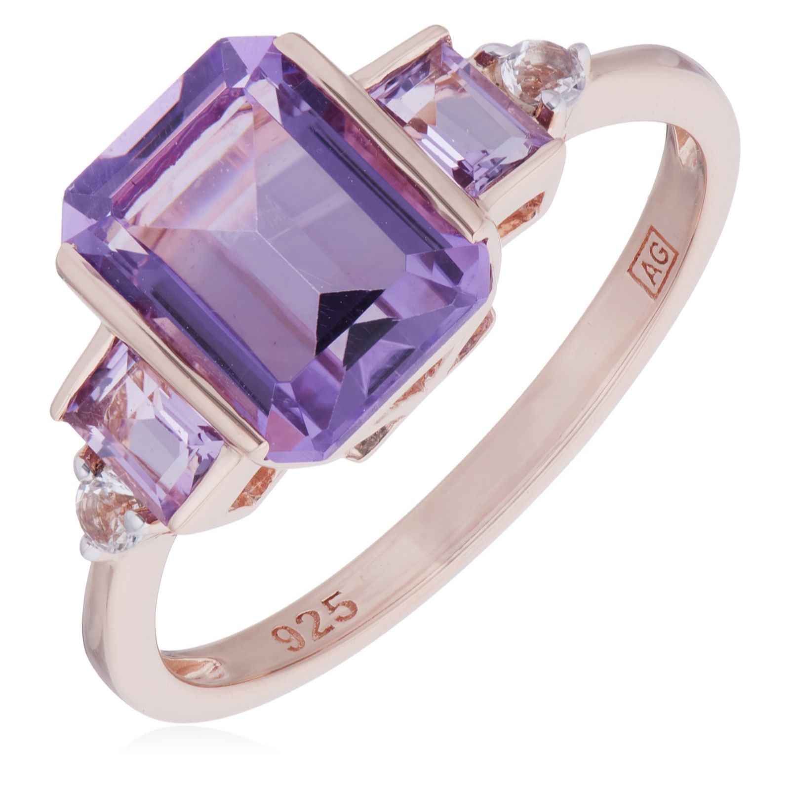 2.5ct Semi Precious Gemstone Emerald Cut Ring Sterling Silver