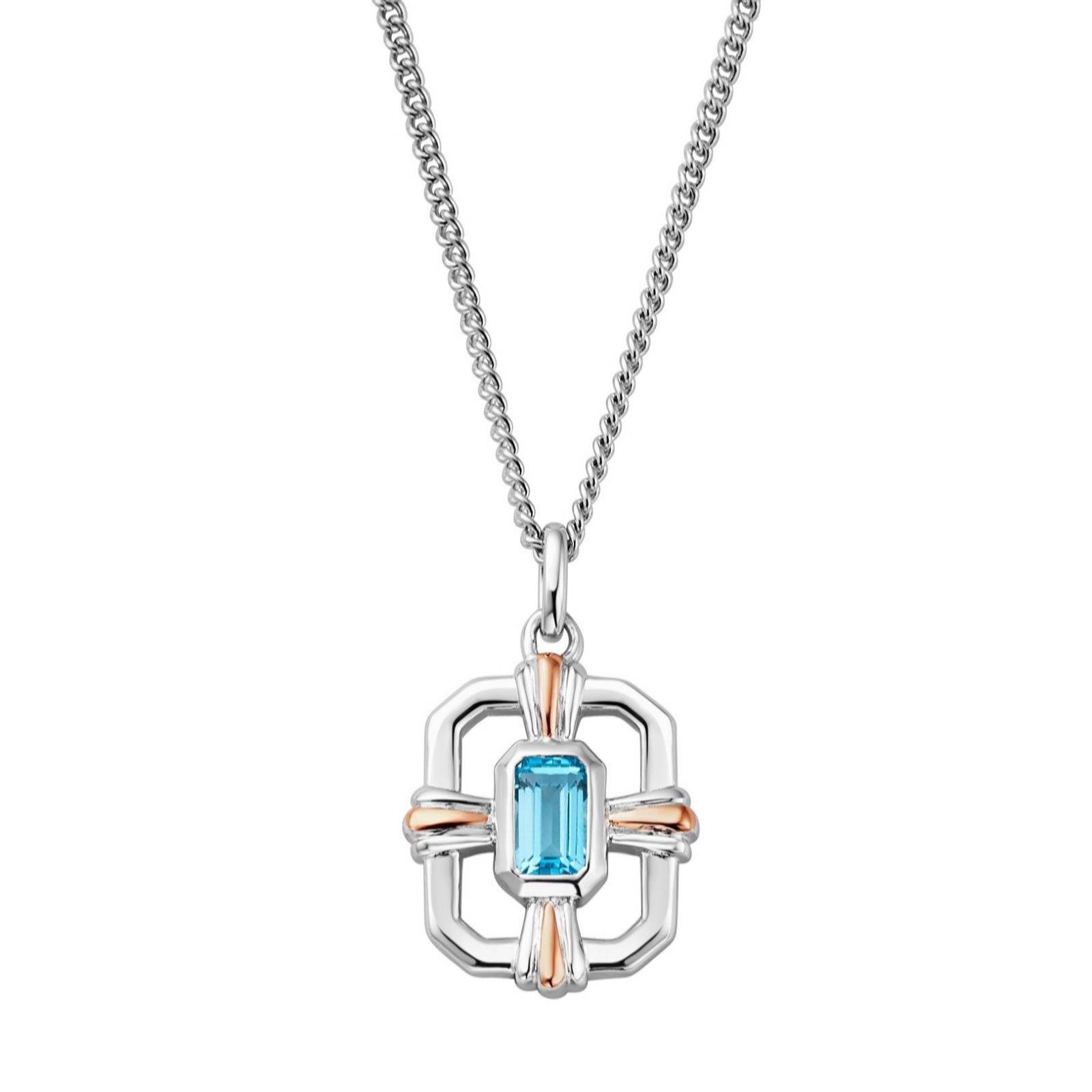 Clogau Lovers Gates London Blue Topaz Pendant Necklace Sterling Silver