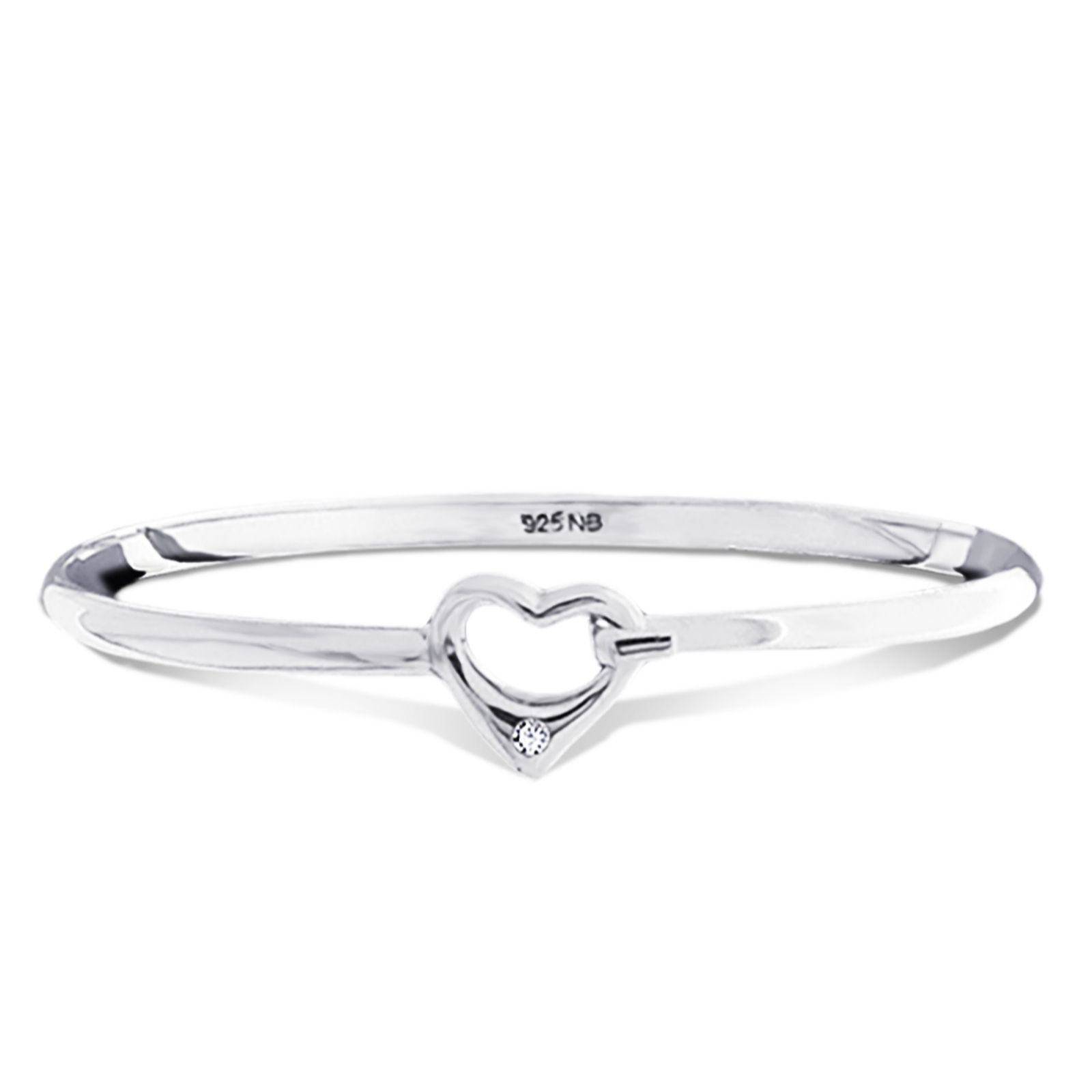 Nina B Sterling Silver Centre Heart Diamond Bangle