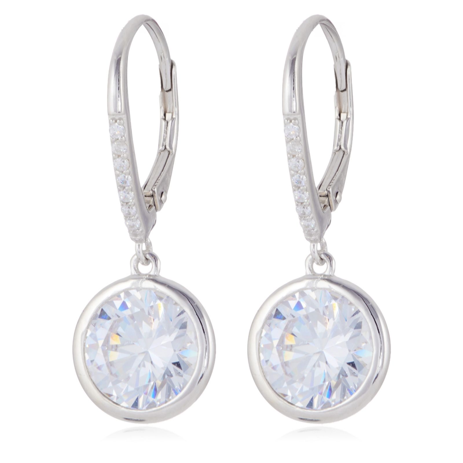 Diamonique 8ct tw Bezel Set Leverback Earrings Sterling Silver