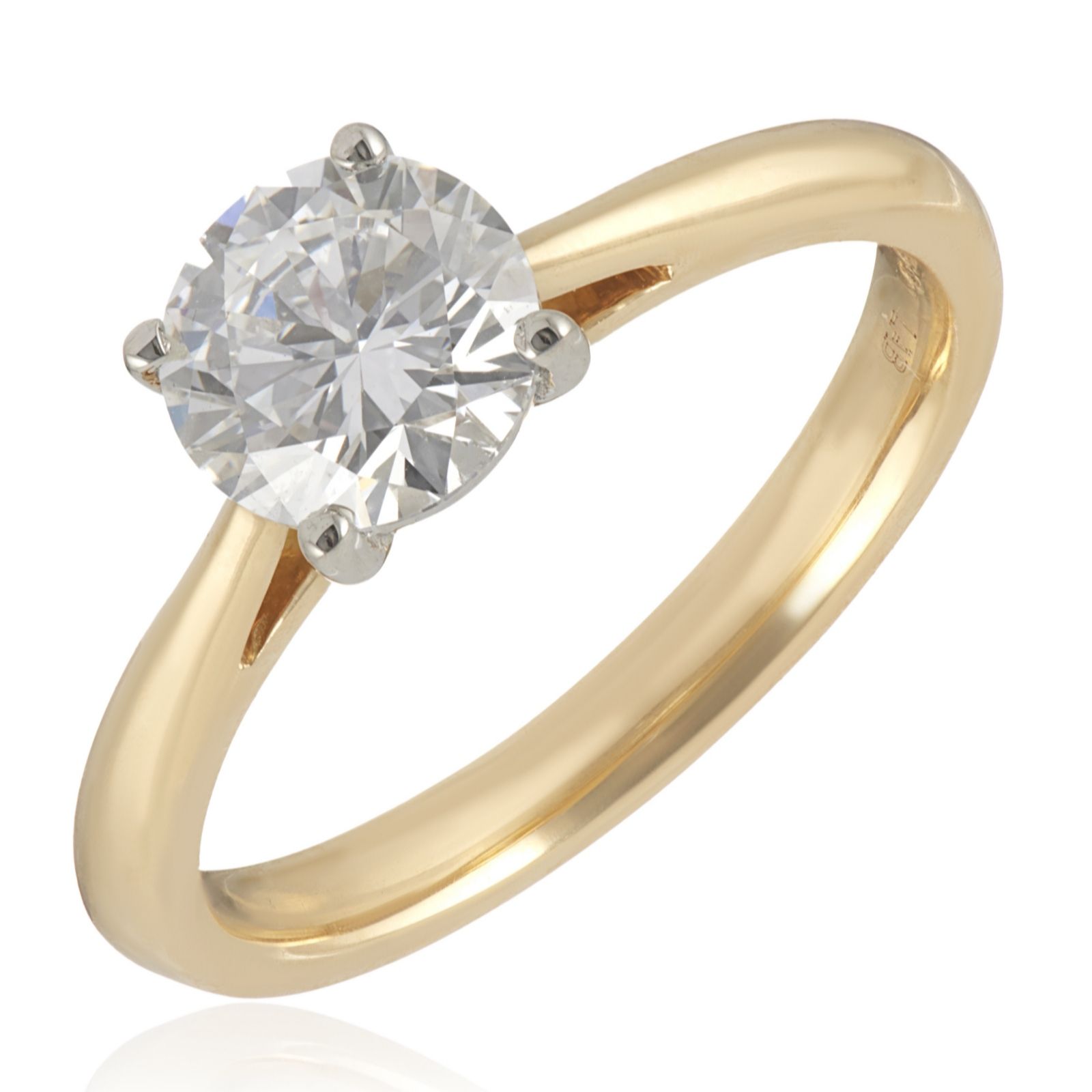 1ct Lab Grown Diamond Solitaire Ring 18ct Yellow Gold F VS1