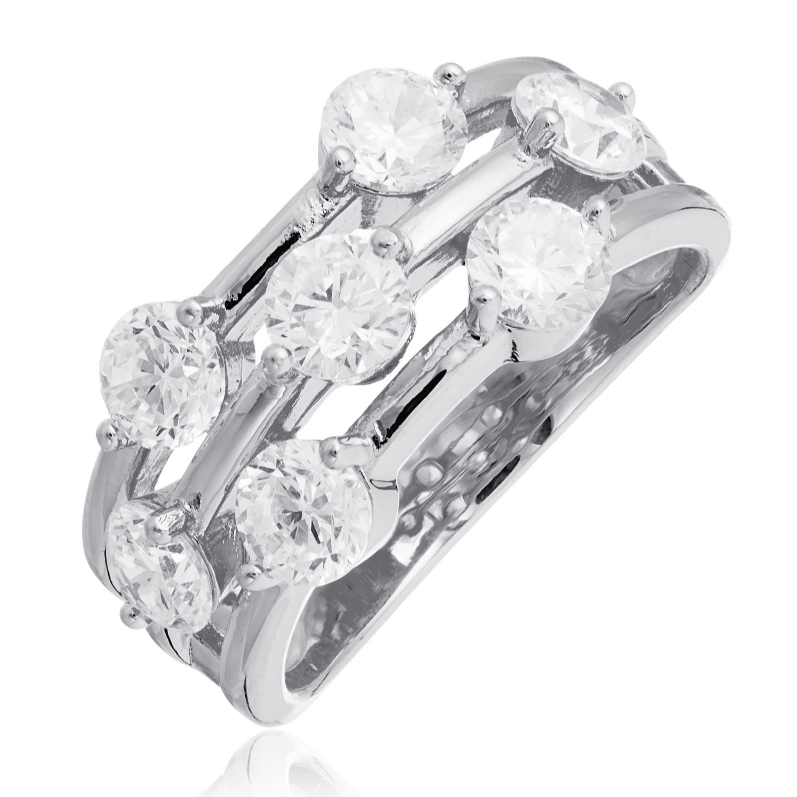 Diamonique 1.75ct tw Multi Stone Ring Sterling Silver