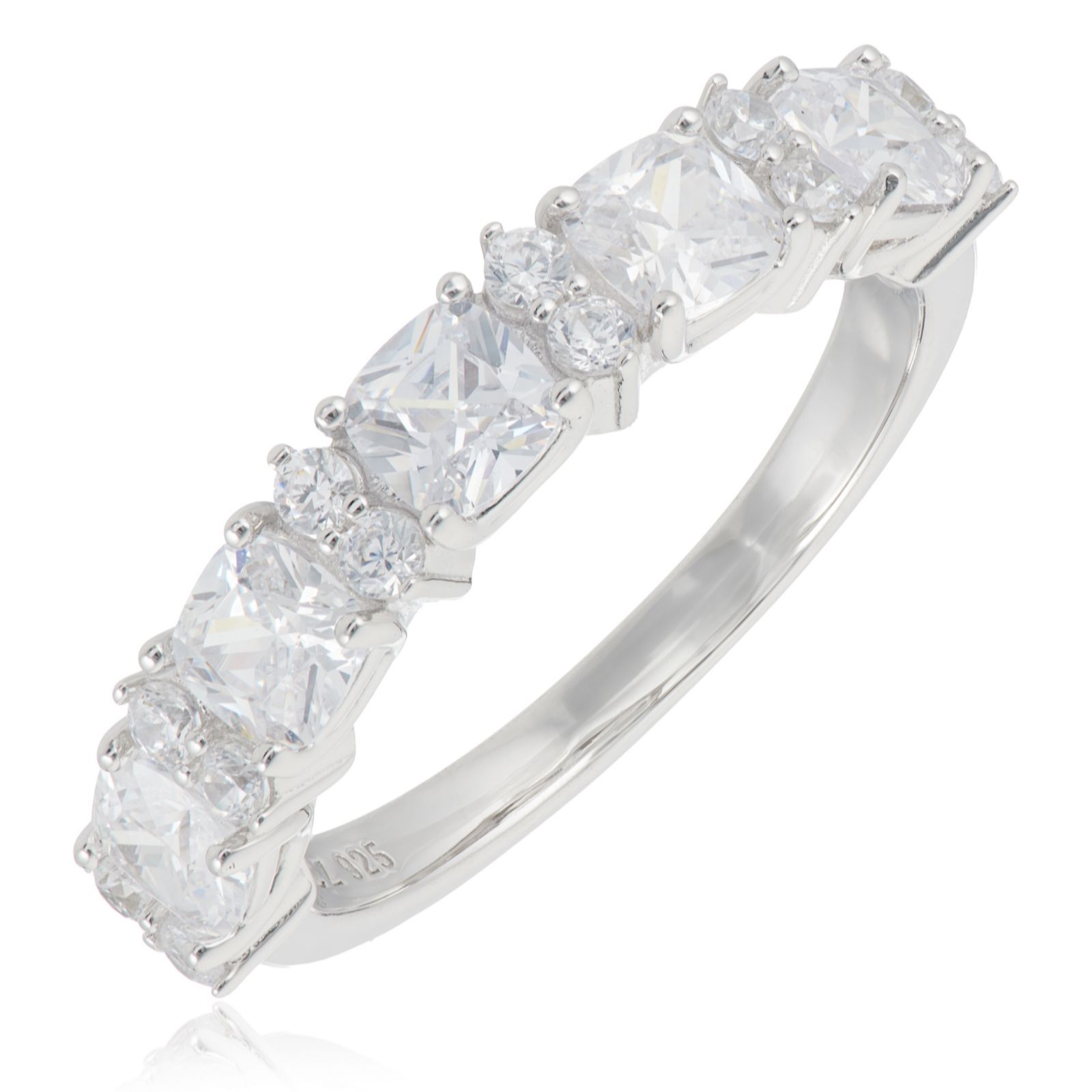 Diamonique 3.82 ct tw Mixed Cut Ring Sterling Silver