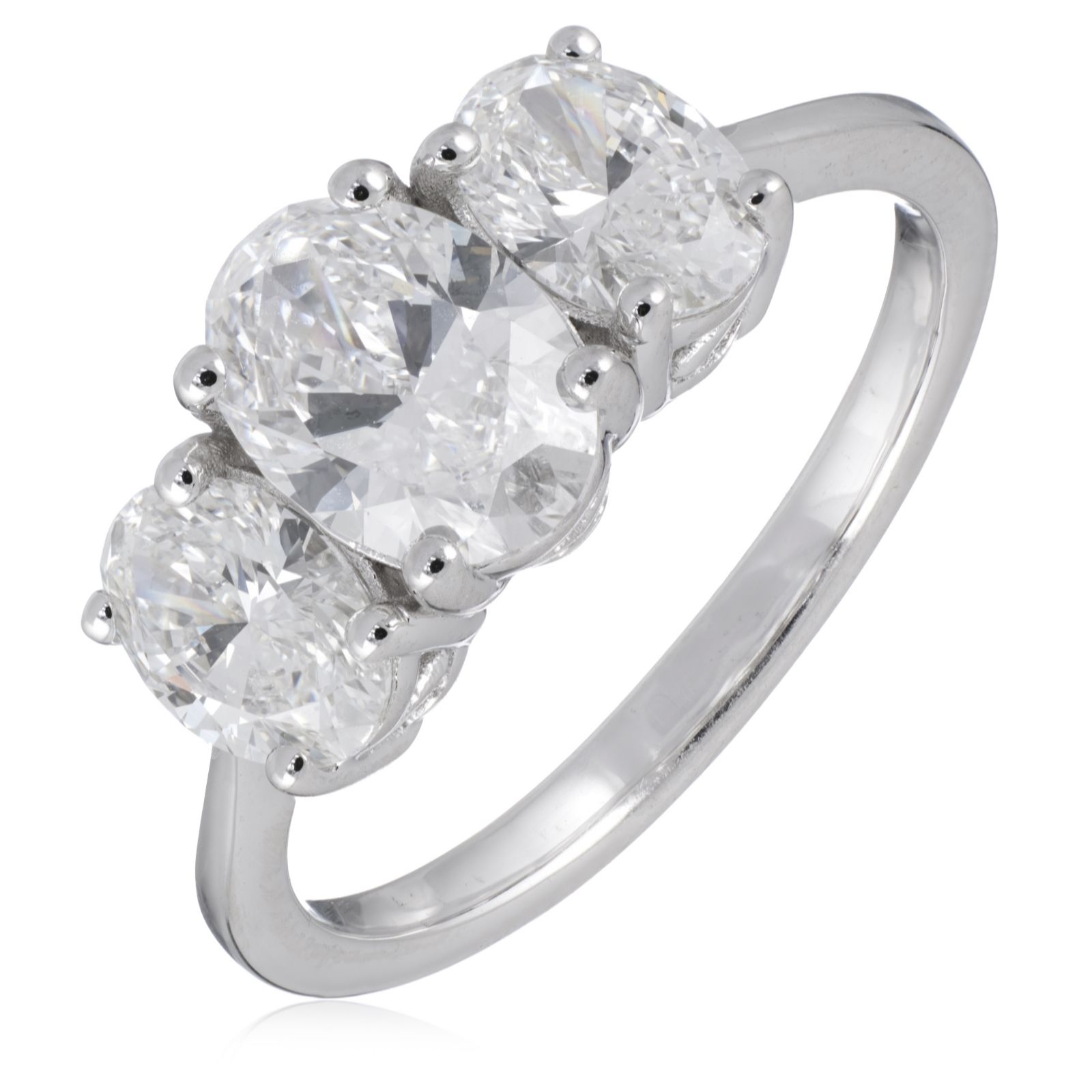 Fire Light 2ct Lab Grown Diamond Oval Cut Trilogy Ring 14ct Gold