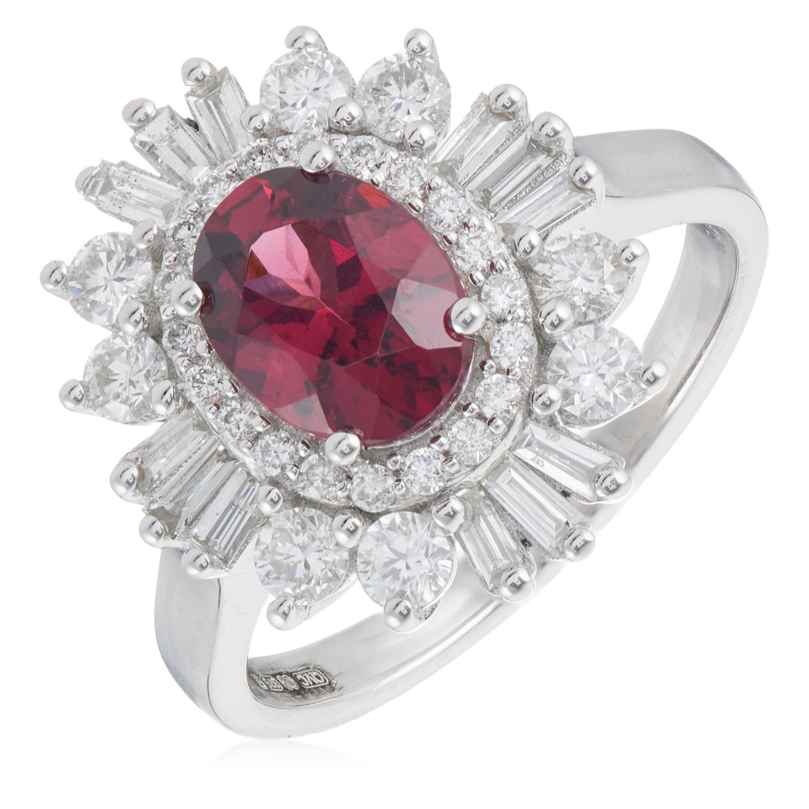 1.33ct Rhodolite 0.80ct Diamond Ring 9ct Gold