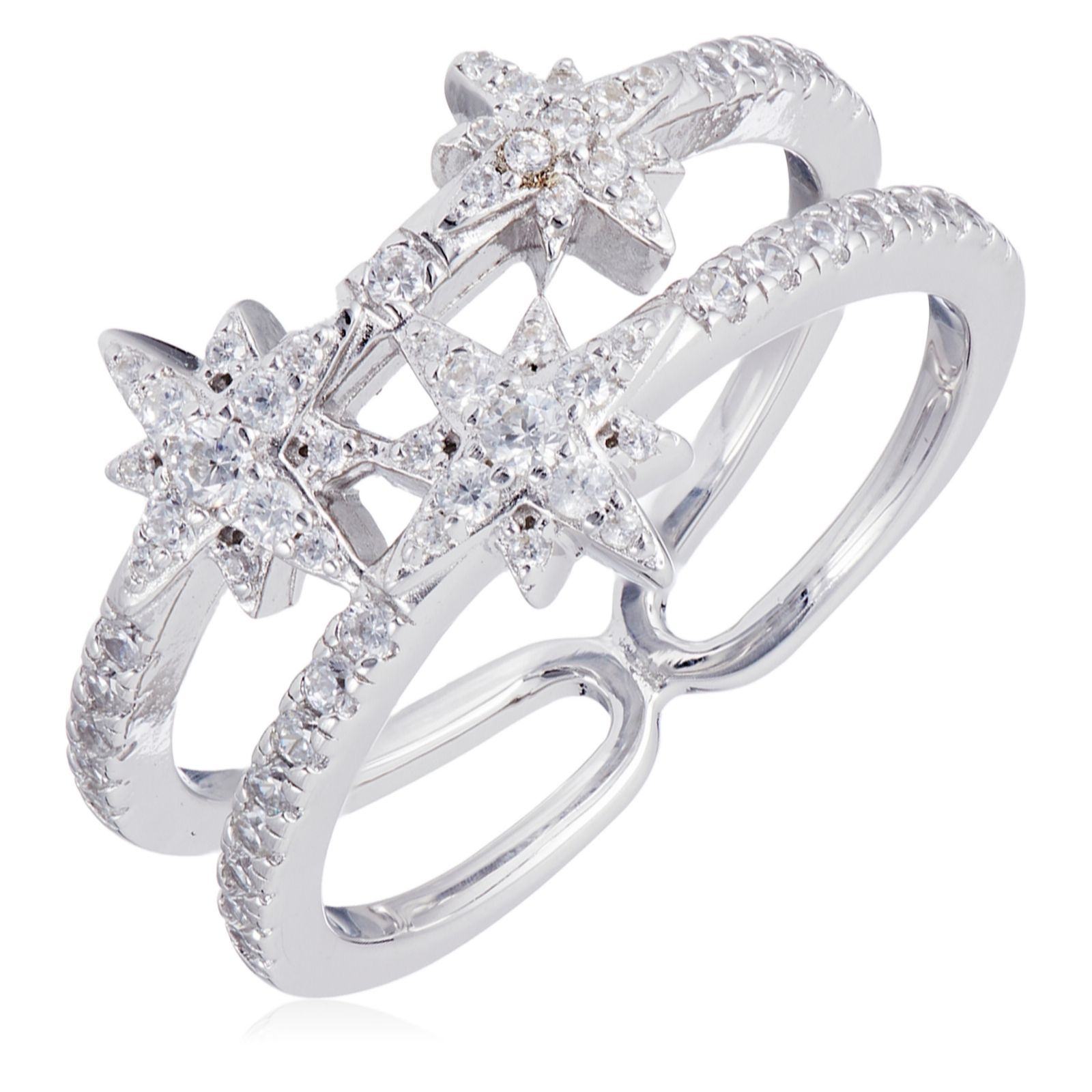 Diamonique 0.49ct tw Triple Star Ring Sterling Silver