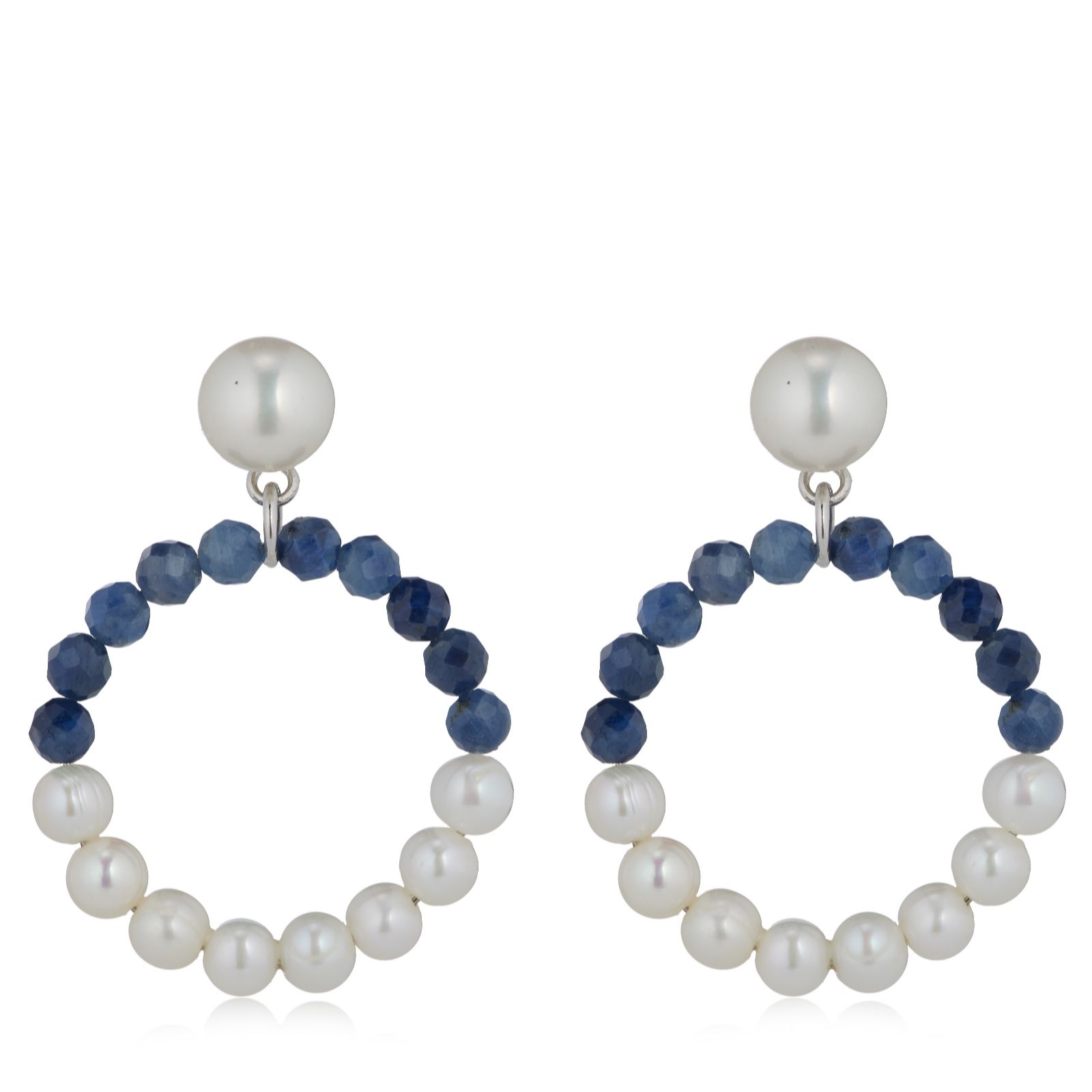 Larapearl Emerald Lara Pearl Button And Baby Ming Pearl Gemstone Drop Earrings Sterli...