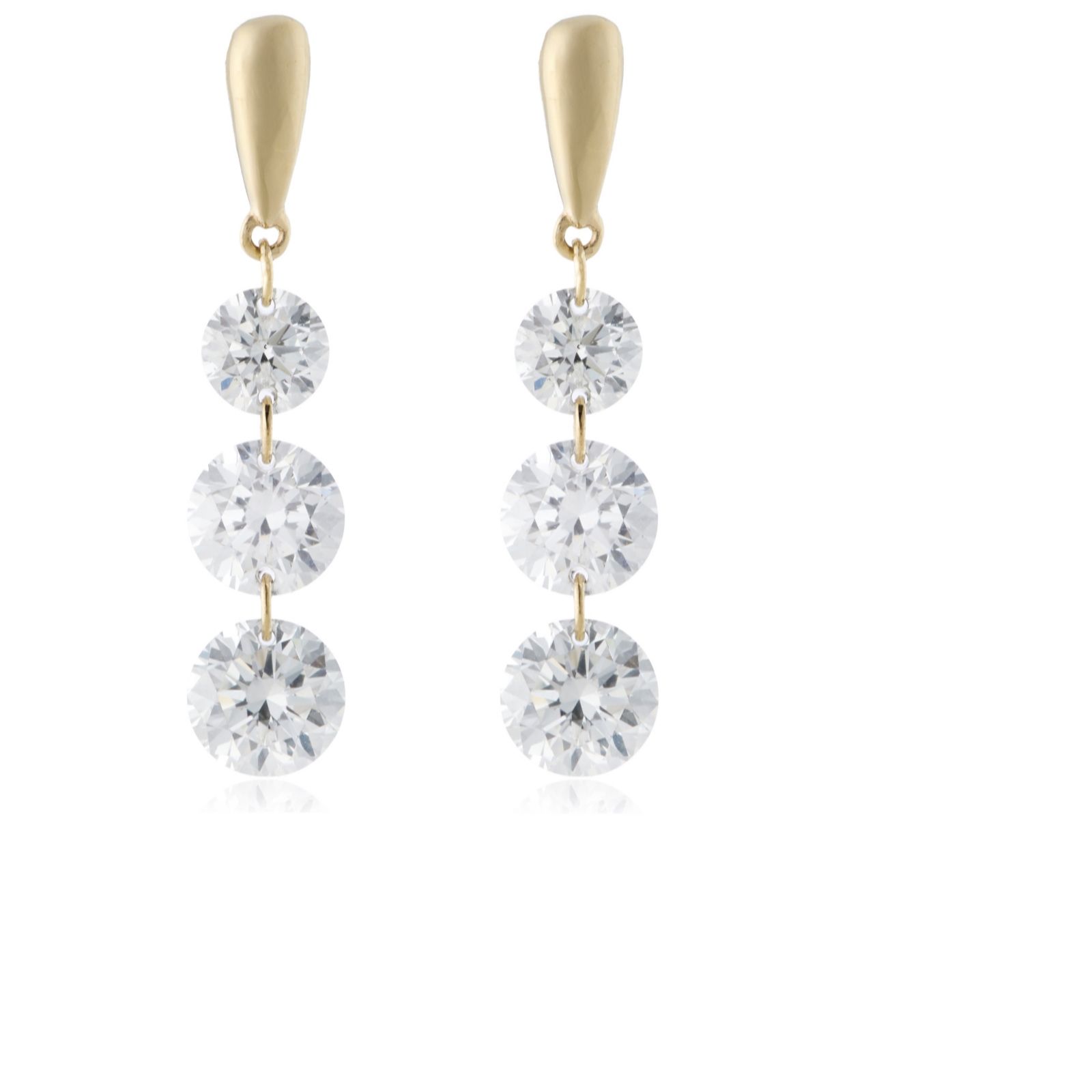 Fire Light 1ct Lab Grown Floating Diamond Drop Earrings 9ct Gold