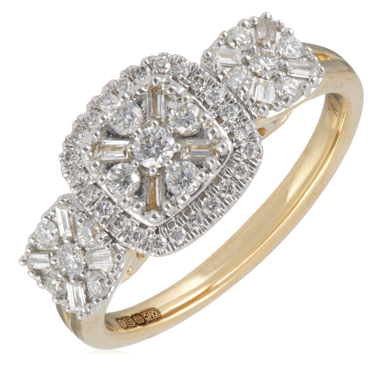 0.50ct Diamond Mixed Cut Trilogy Ring 9ct Gold