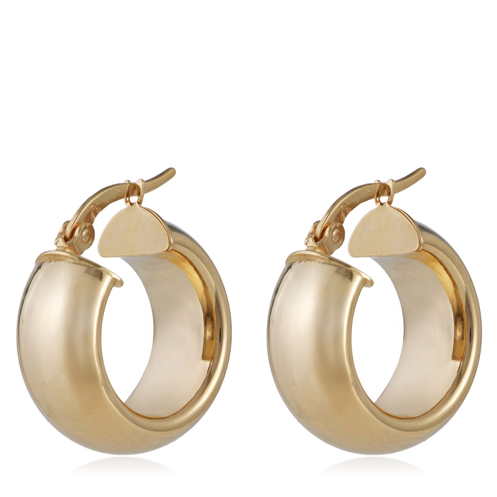 GOLD 9ct Yellow Gold Tube 18mm Polished Round Hoop Creole Earrings...