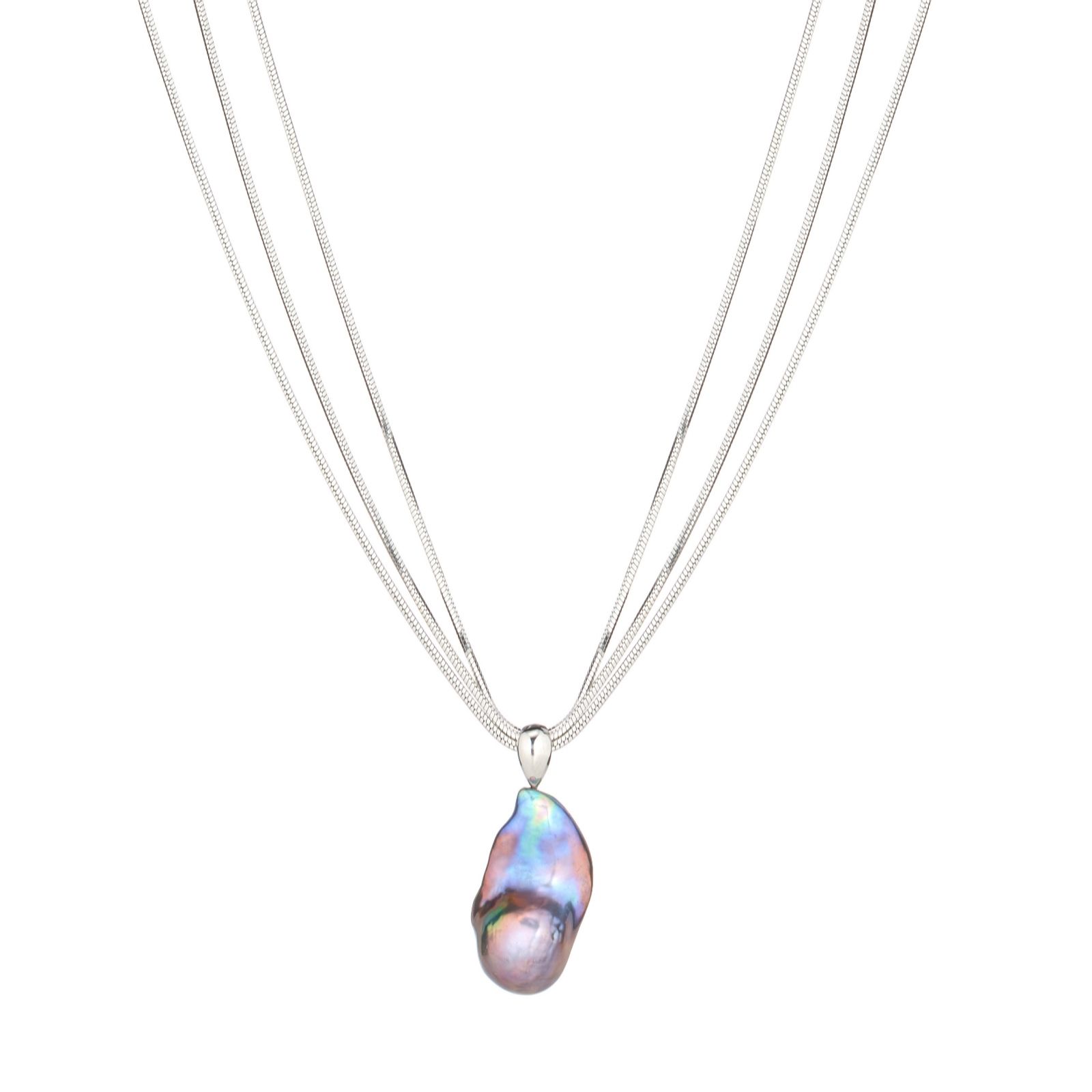 Larapearl Silver Lara Pearl Private Reserve Nucleated Baroque Pearl Pendant And Snak...
