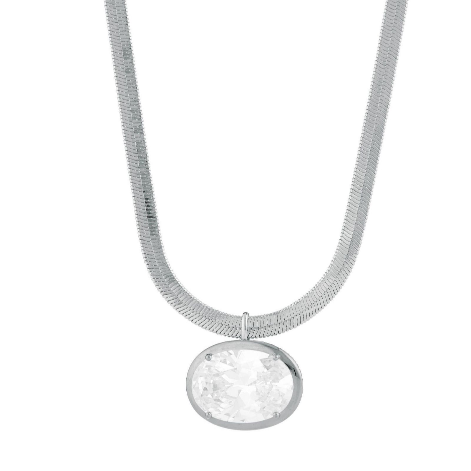 Paul Costelloe for Diamonique Oval Cut Pendant & Chain