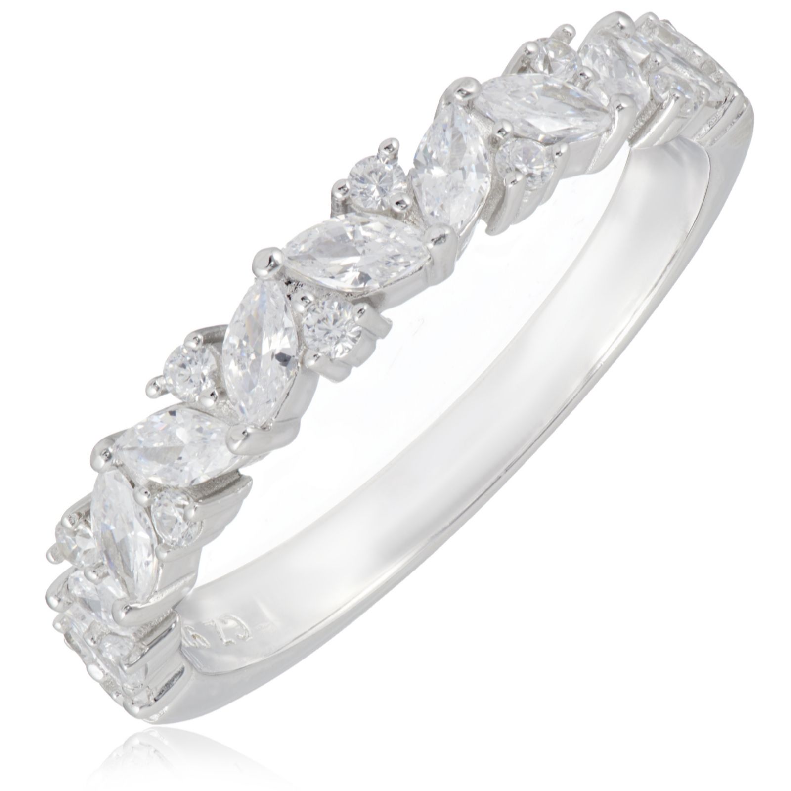 Diamonique 2.2ct tw Mixed Cut Half Eternity Ring Sterling Silver