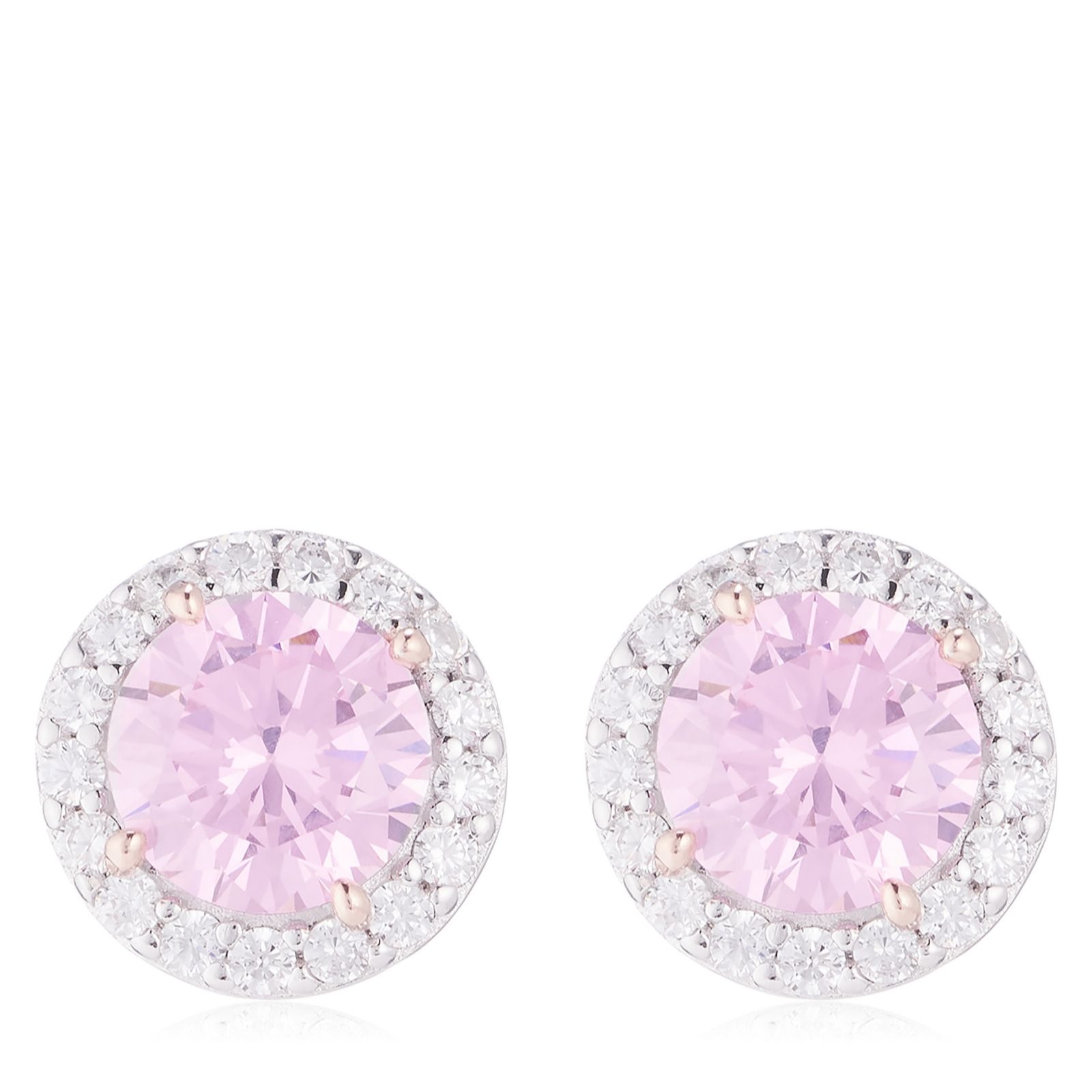 Diamonqiue 2ct tw Halo Stud Earrings Sterling Silver