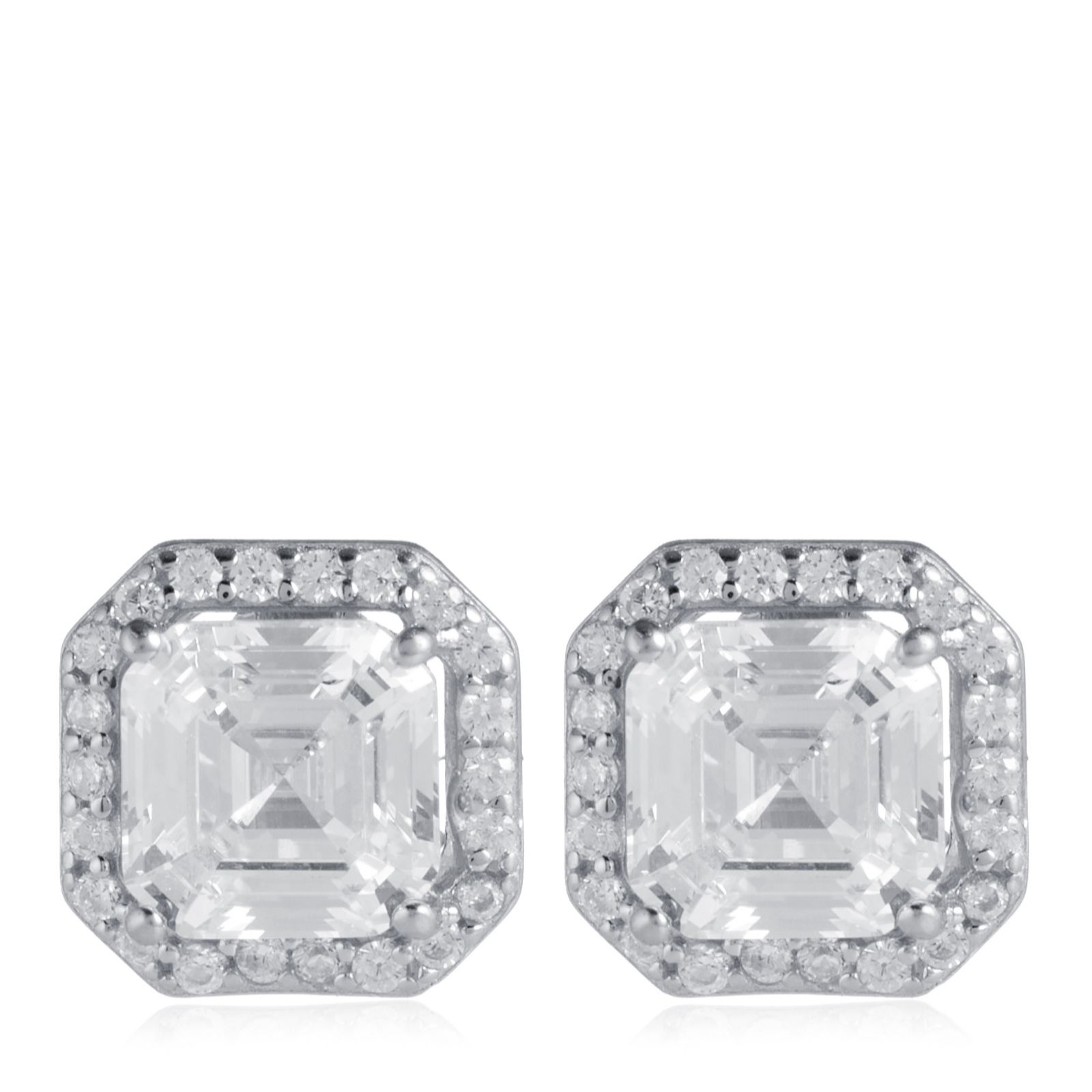 Diamonique 2.7ct Halo Stud Earrings Sterling Silver