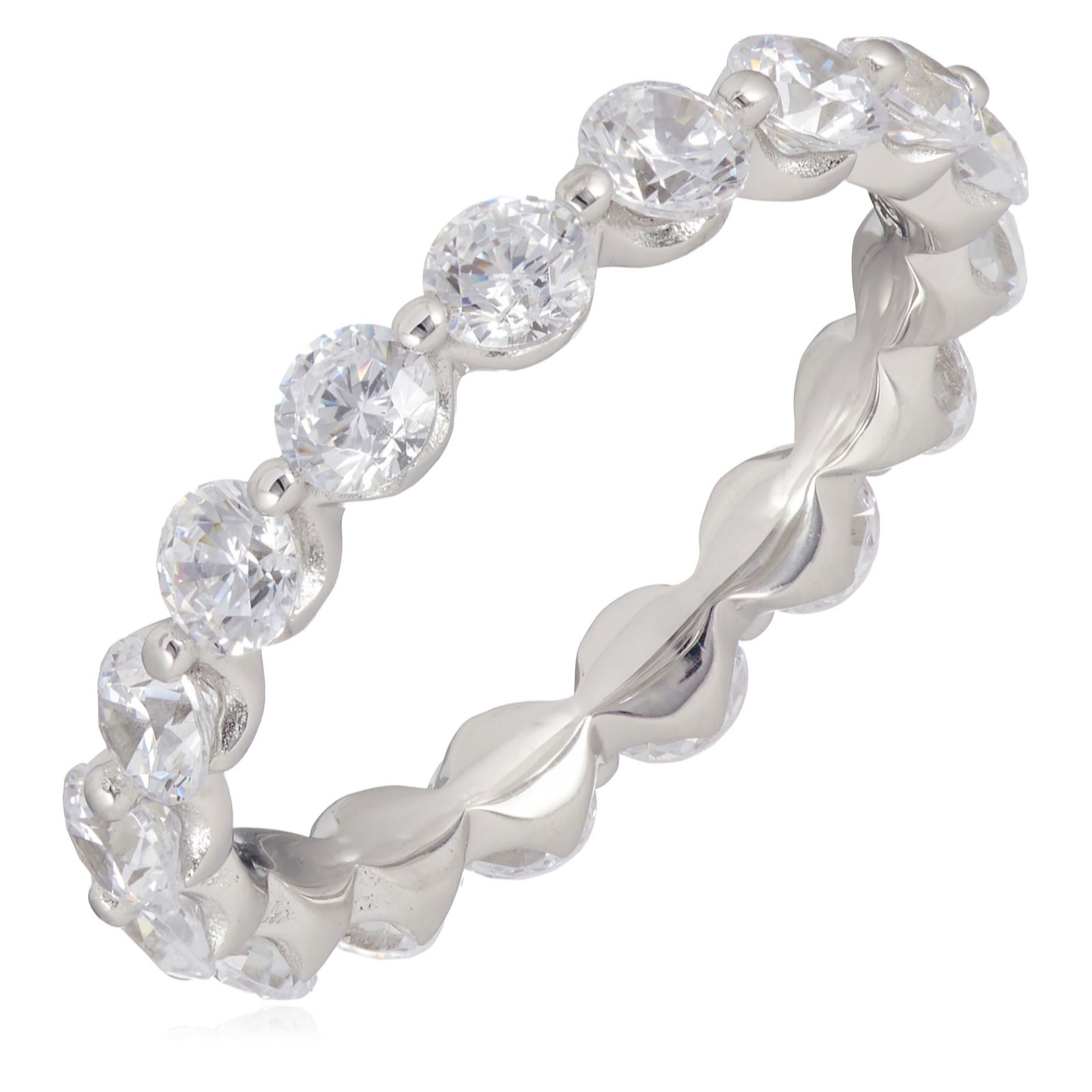 Diamonique 2.2ct tw Platinum Plated Full Eternity Ring Sterling Silver