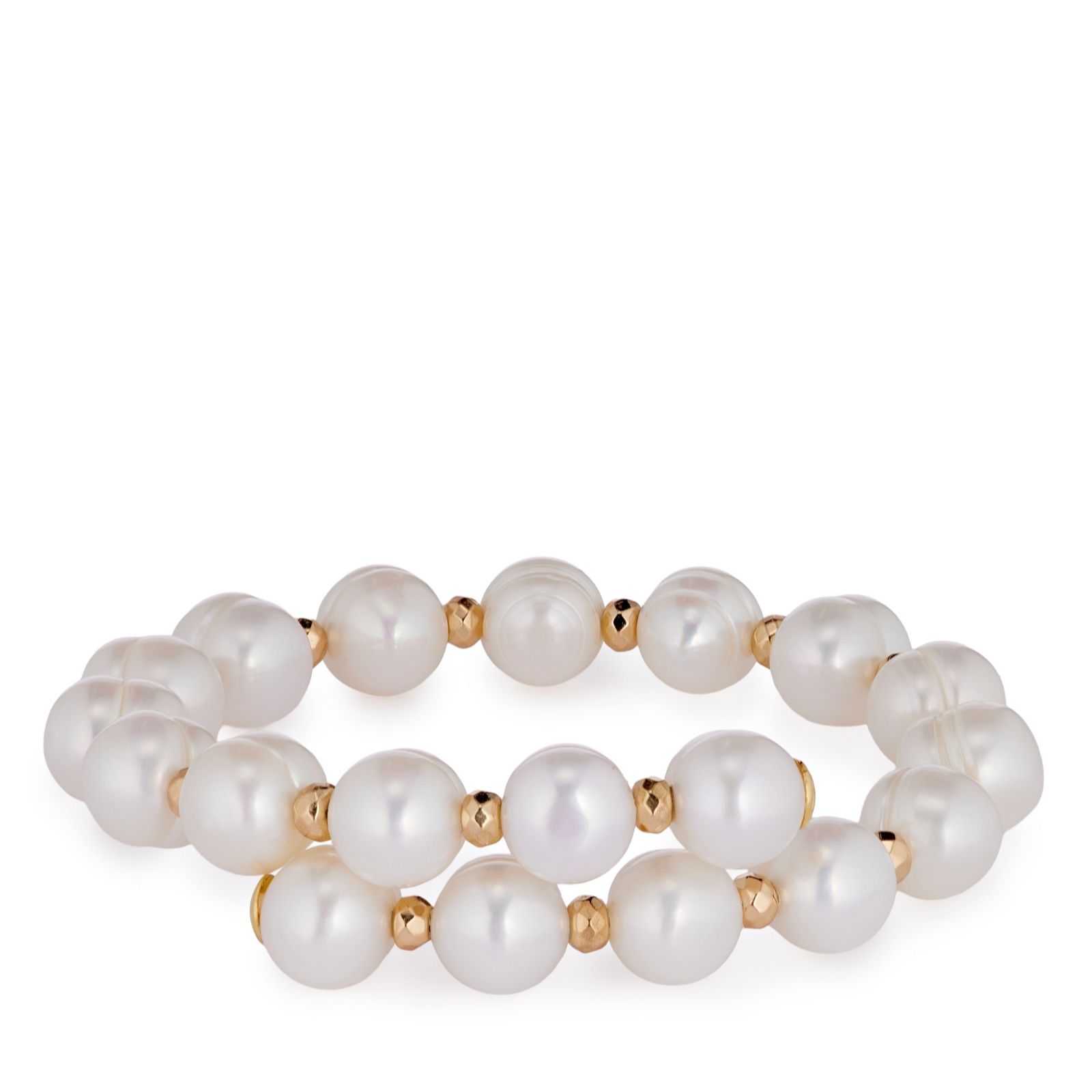Larapearl Gold Plated Lara Pearl 9-10Mm Ringed Potato Pearl Wrap Bracelet