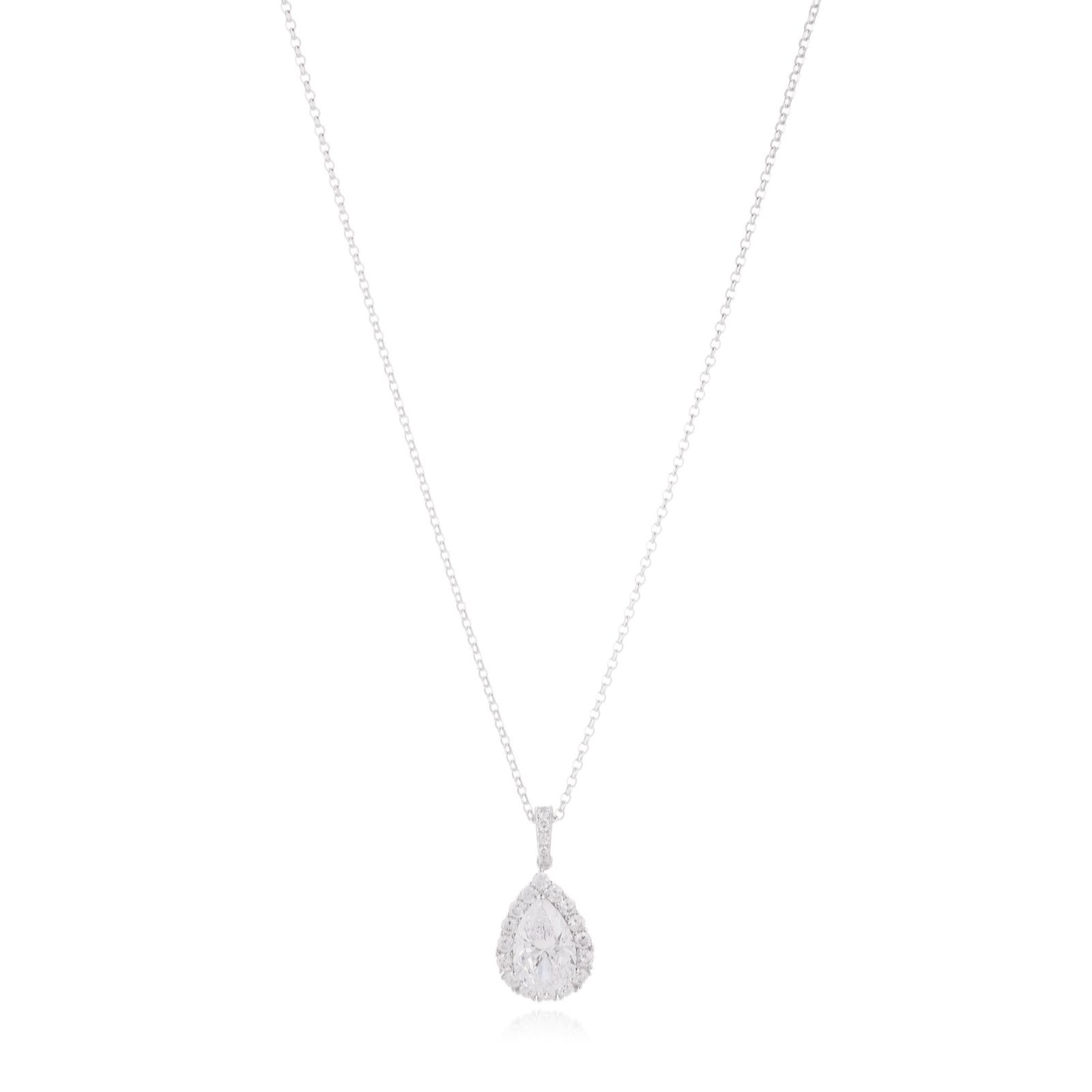 Diamonique 3.7ct Pear Pendant Necklace Sterling Silver
