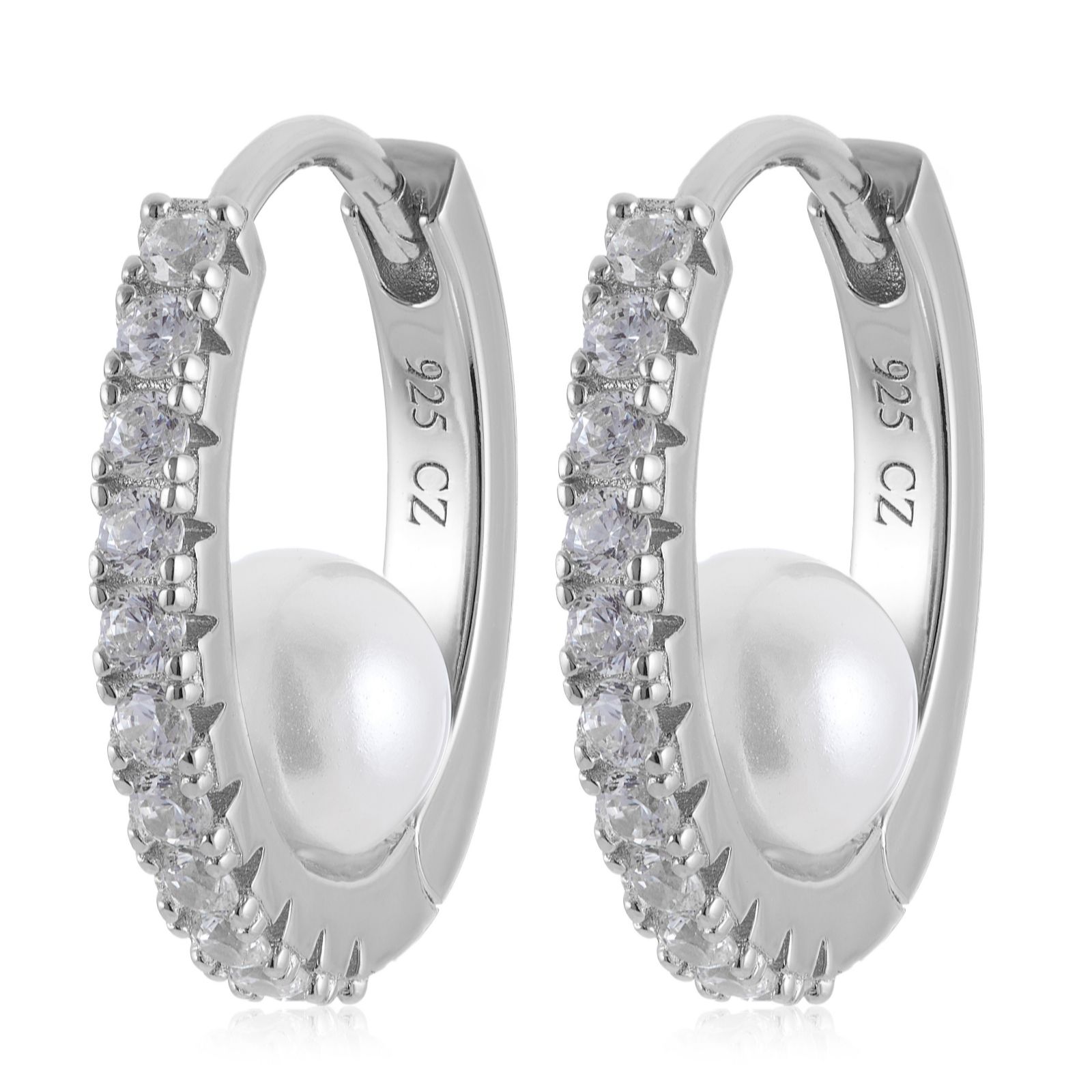 Diamonique 0.13ct tw Simulated Pearl Earrings Sterling Silver