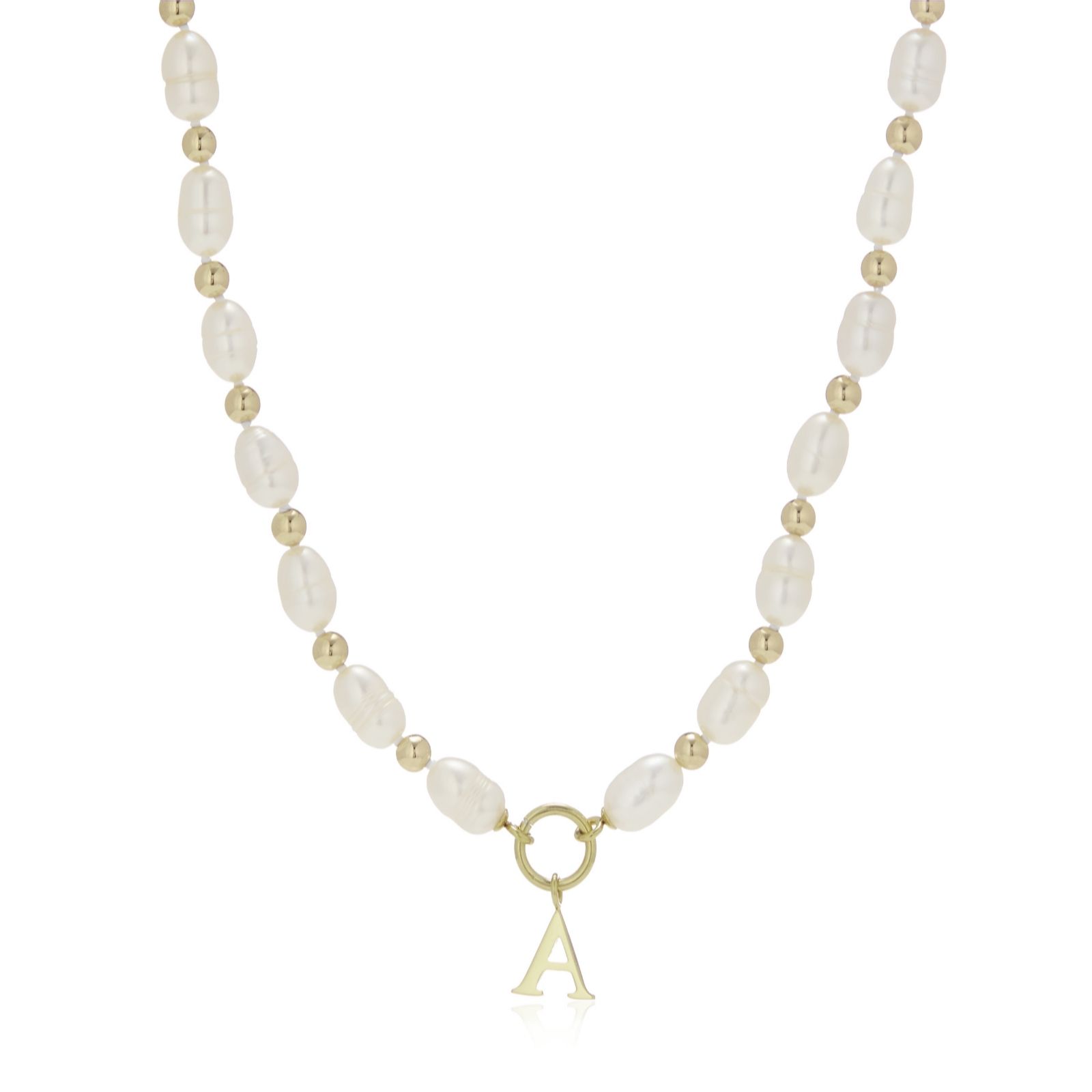 Larapearl Initial B Lara Pearl Initial Charm 6Mm Oval Cultured Pearl Necklace