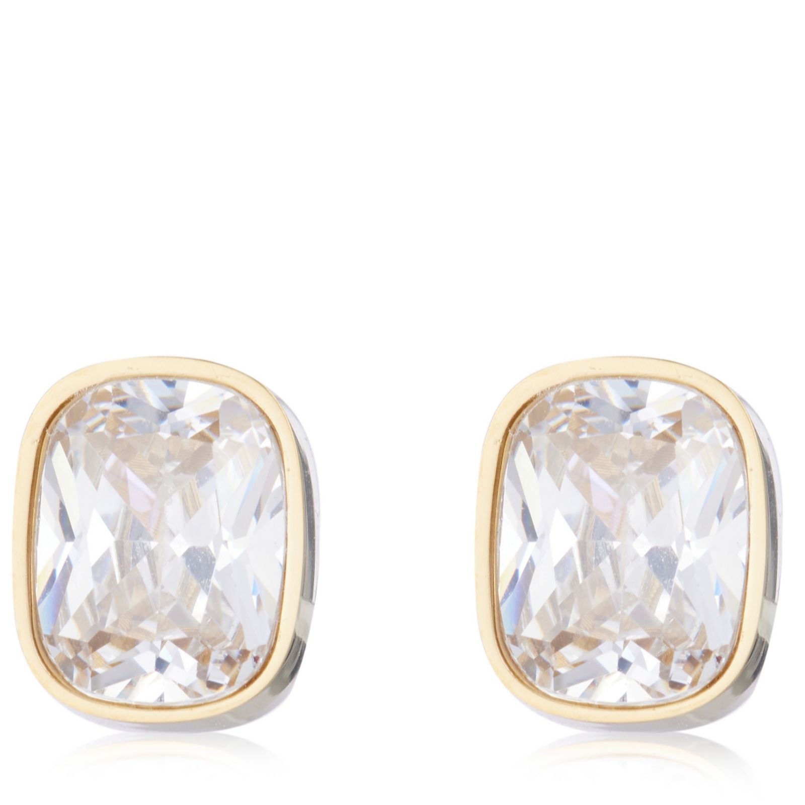Steel by Diamonique Cushion Cut Stud Earrings Stainless Steel