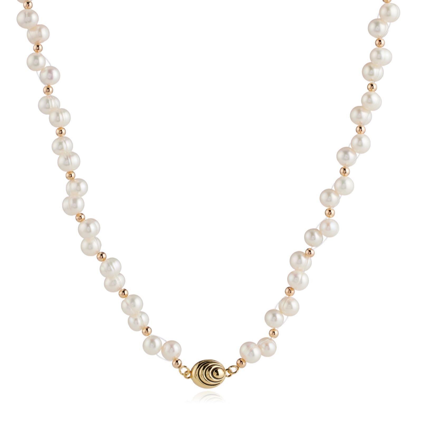 Larapearl White Lara Pearl 6-7Mm Ring Potato Pearl Necklace Stainless Steel