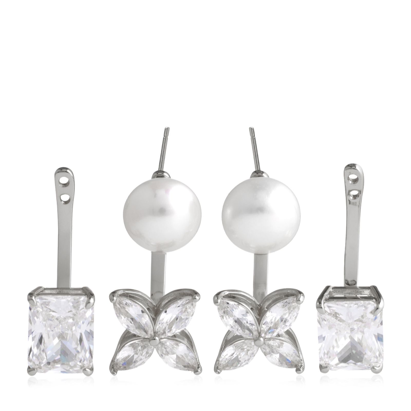 Diamonique 8ct tw Cultured Freshwater Pearl Set of 2 Earrings