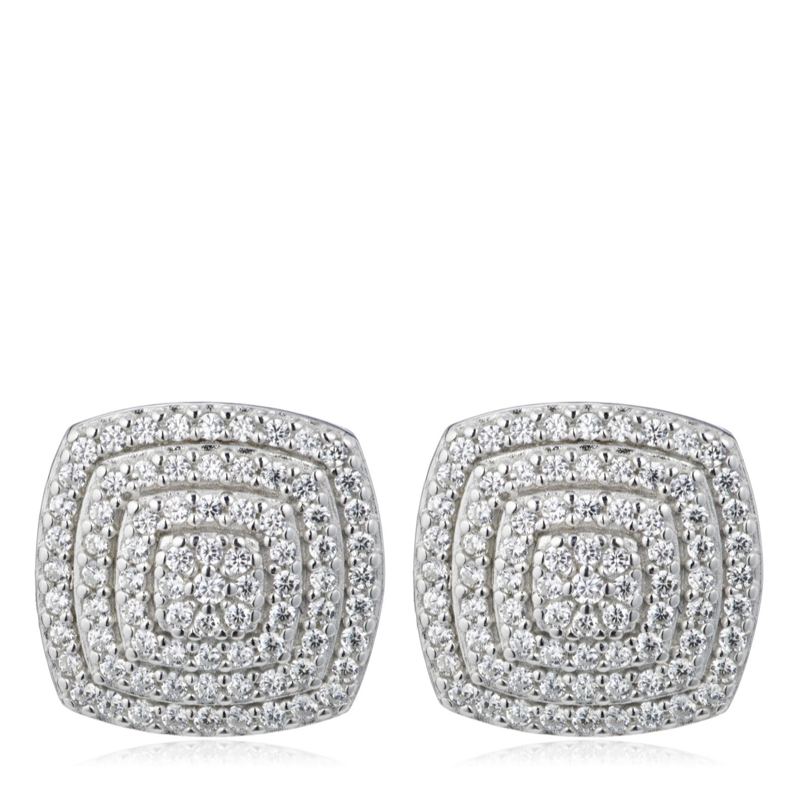 Diamonique 0.24ct tw Square Pave Stud Earrings Sterling Silver