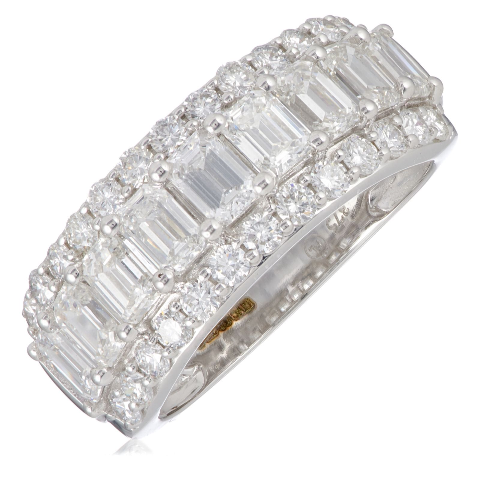 Fire Light 2.45ct Lab Grown Diamond Emerald Cut Band Ring 9ct Gold