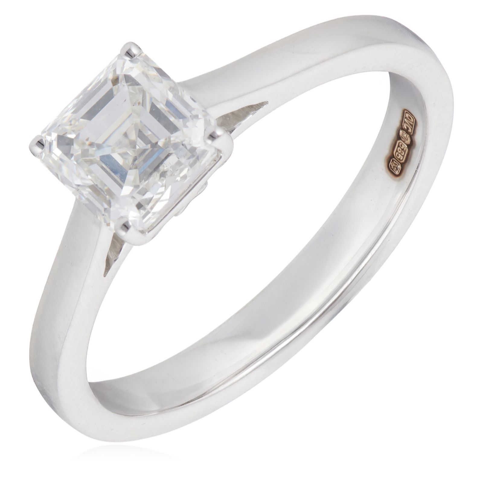 Fire Light 1ct Asscher Cut Lab Grown Diamond Solitaire Ring 14ct Gold