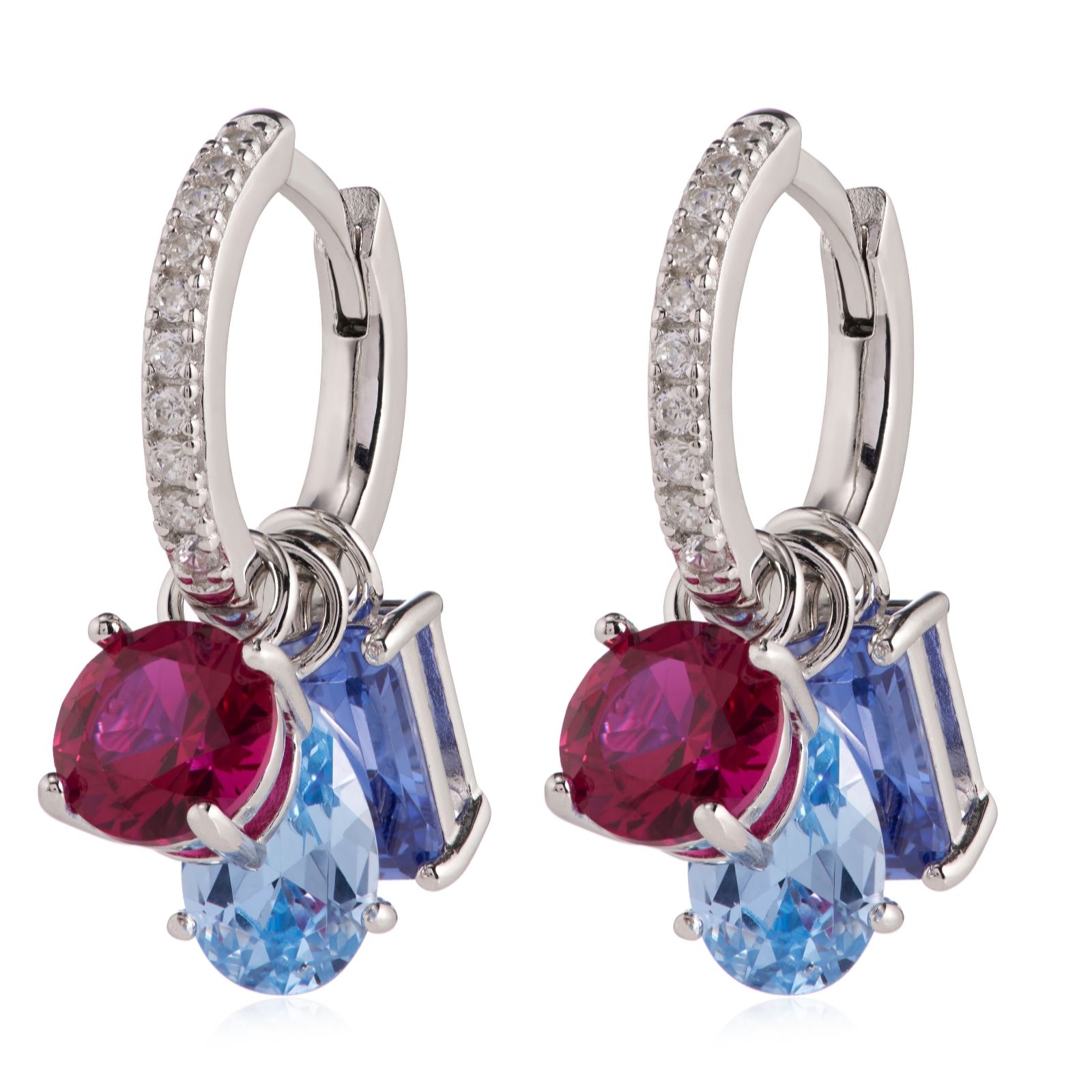 Diamonique 6ct tw Interchangable Simulated Gemstone Earrings Sterli...