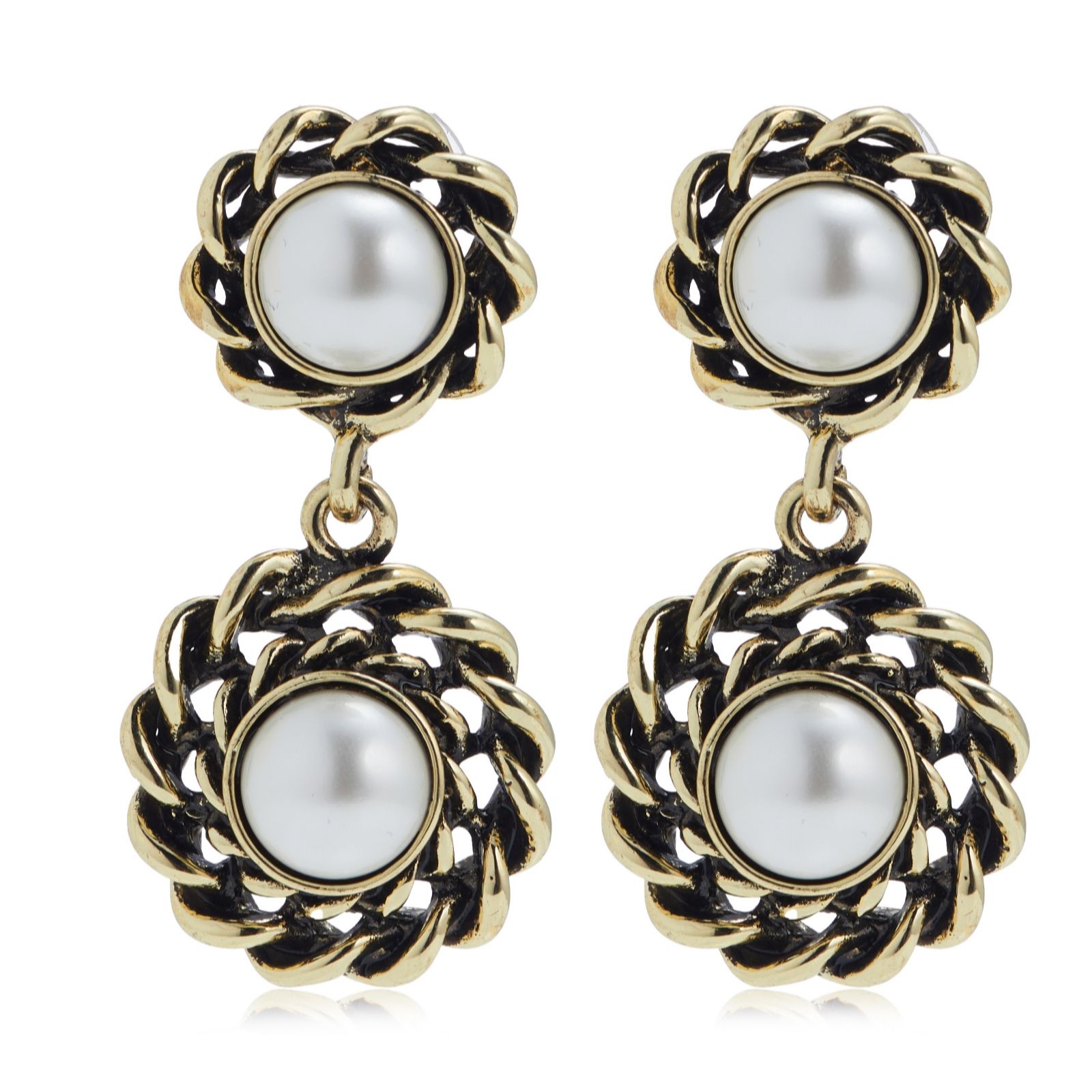 Butler & Wilson Faux Pearl Drop Earrings